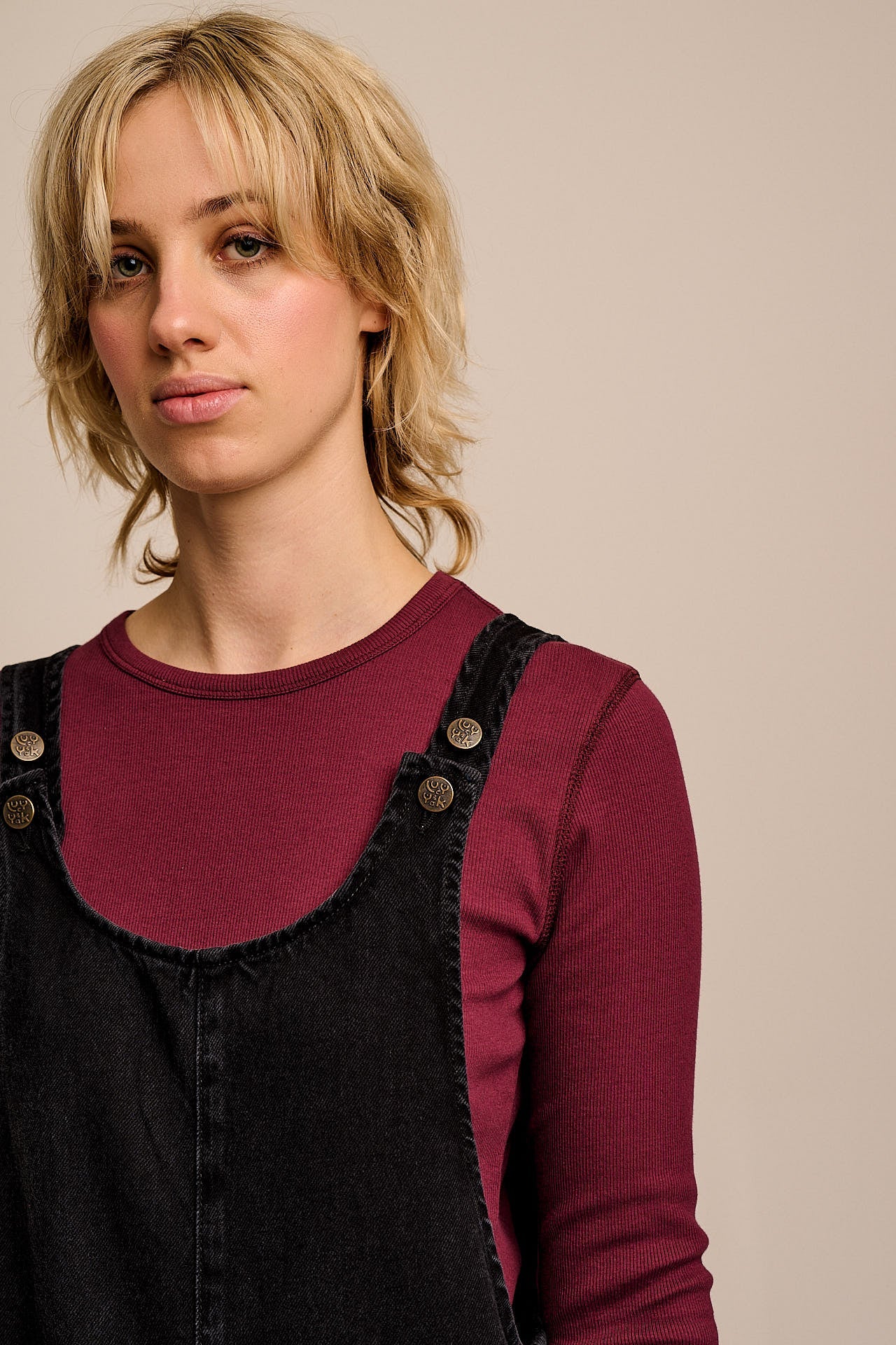 Ara - Denim Dungarees in Washed Black