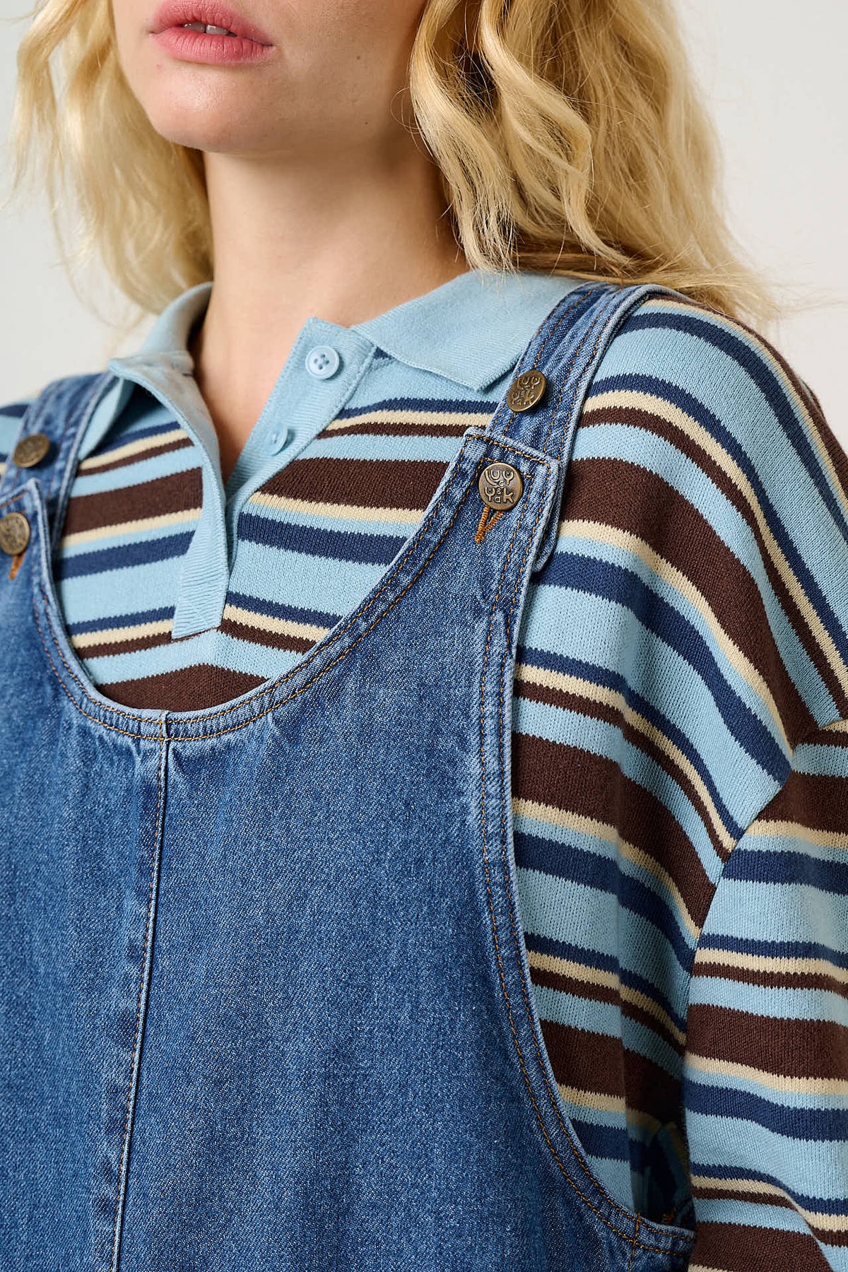Layla Pinafore Mini Dress - Organic Cotton Denim in Blue Wash