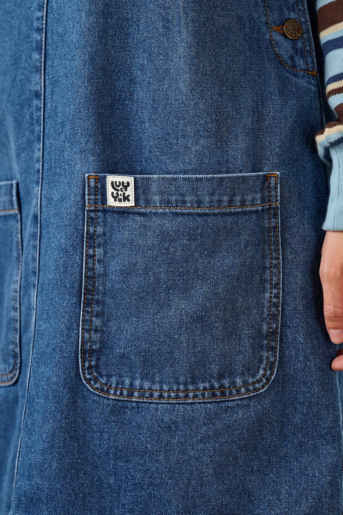 Layla Pinafore Mini Dress - Organic Cotton Denim in Blue Wash