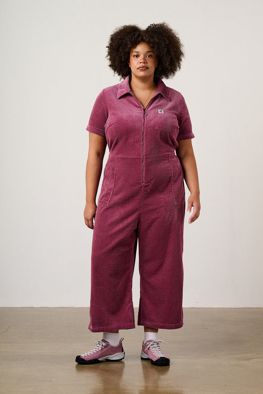 Ragan - Organic Cotton Cord Jumpsuit in Raspberry
