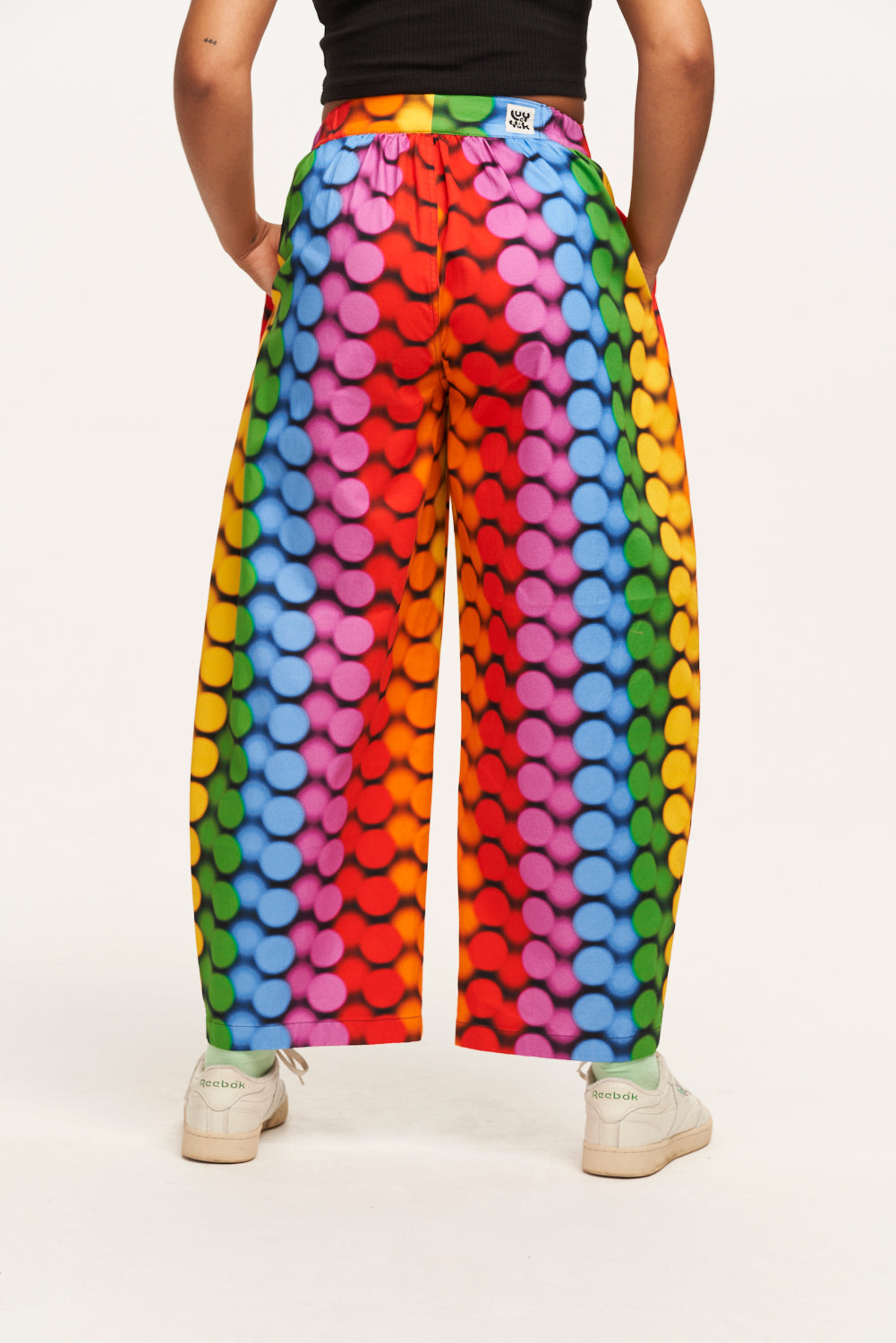 Beau - Barrel Leg Cotton Trousers in Good Vibrations Print