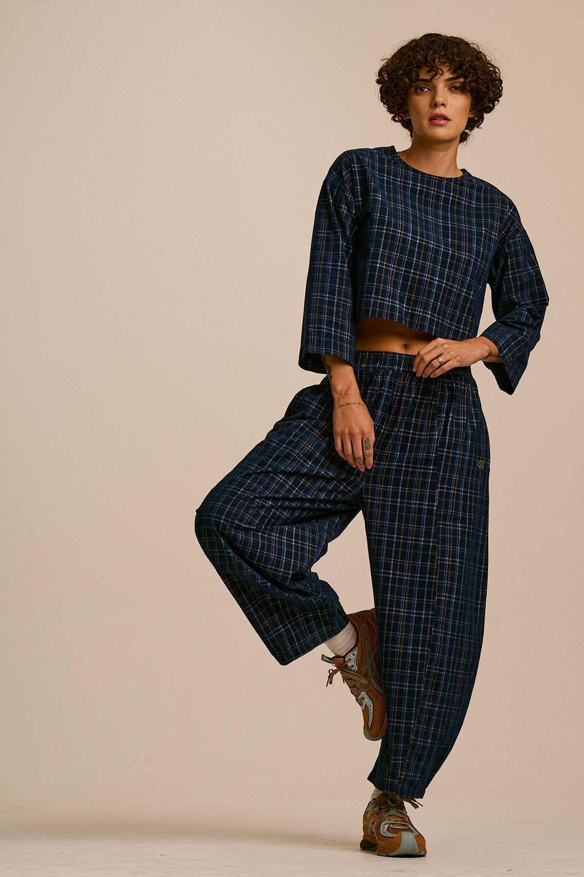 Obregon - Organic Cord Trousers in Woodland Check