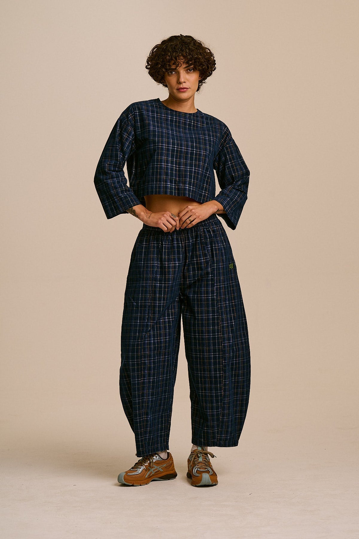 Obregon - Organic Cord Trousers in Woodland Check