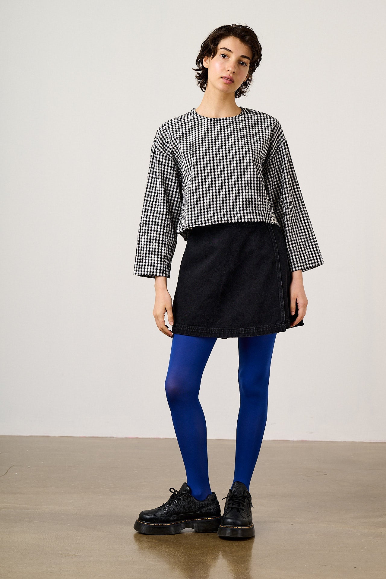 Maisie - Cotton Top in Black & White Gingham