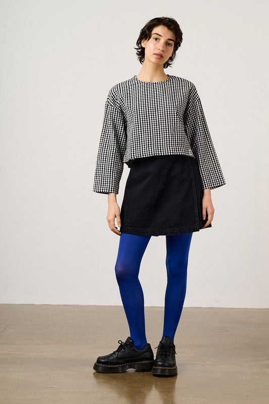 Maisie - Cotton Top in Black & White Gingham