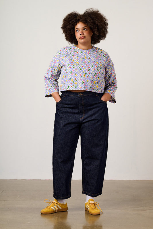 Maisie - Cotton Top in Ditsy Checkerboard Floral