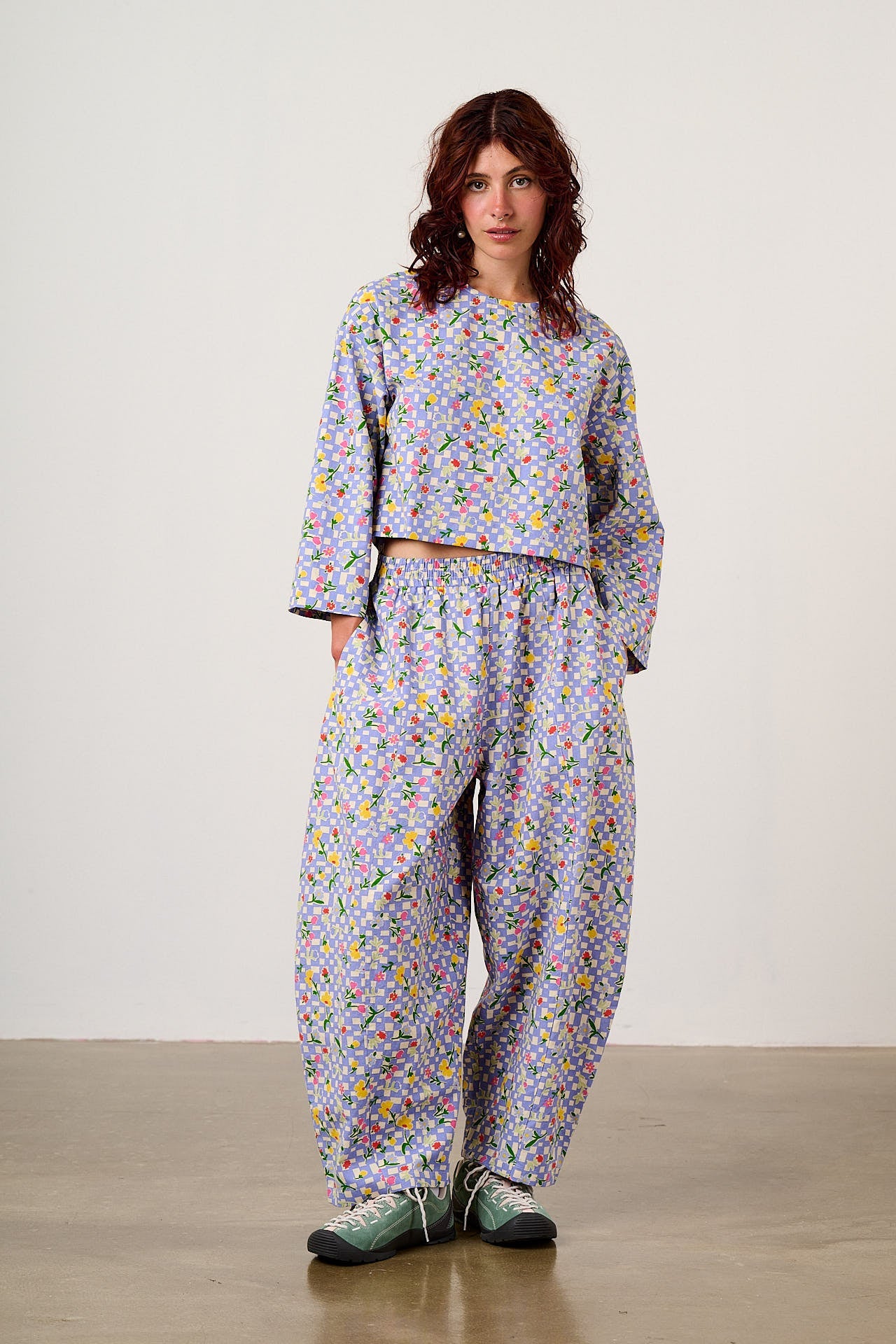 Maisie - Cotton Top in Ditsy Checkerboard Floral