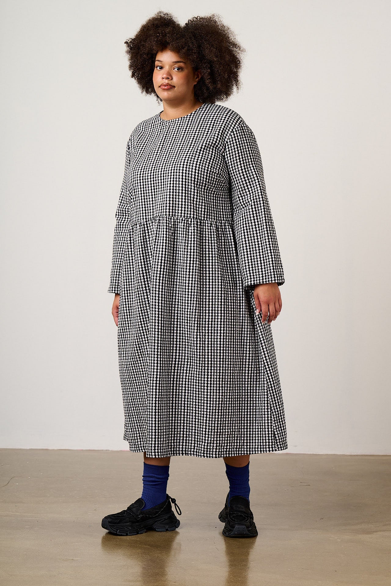 Micah - Midi Dress in Black & White Gingham