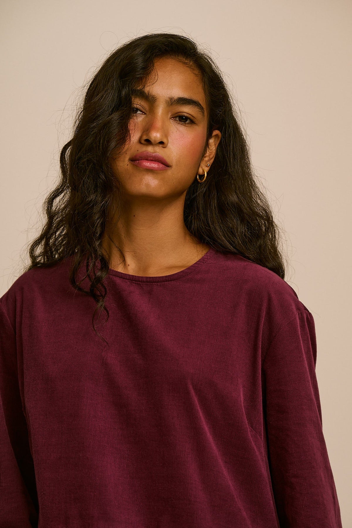 Micah - Organic Corduroy Midi Dress in Grape Wine