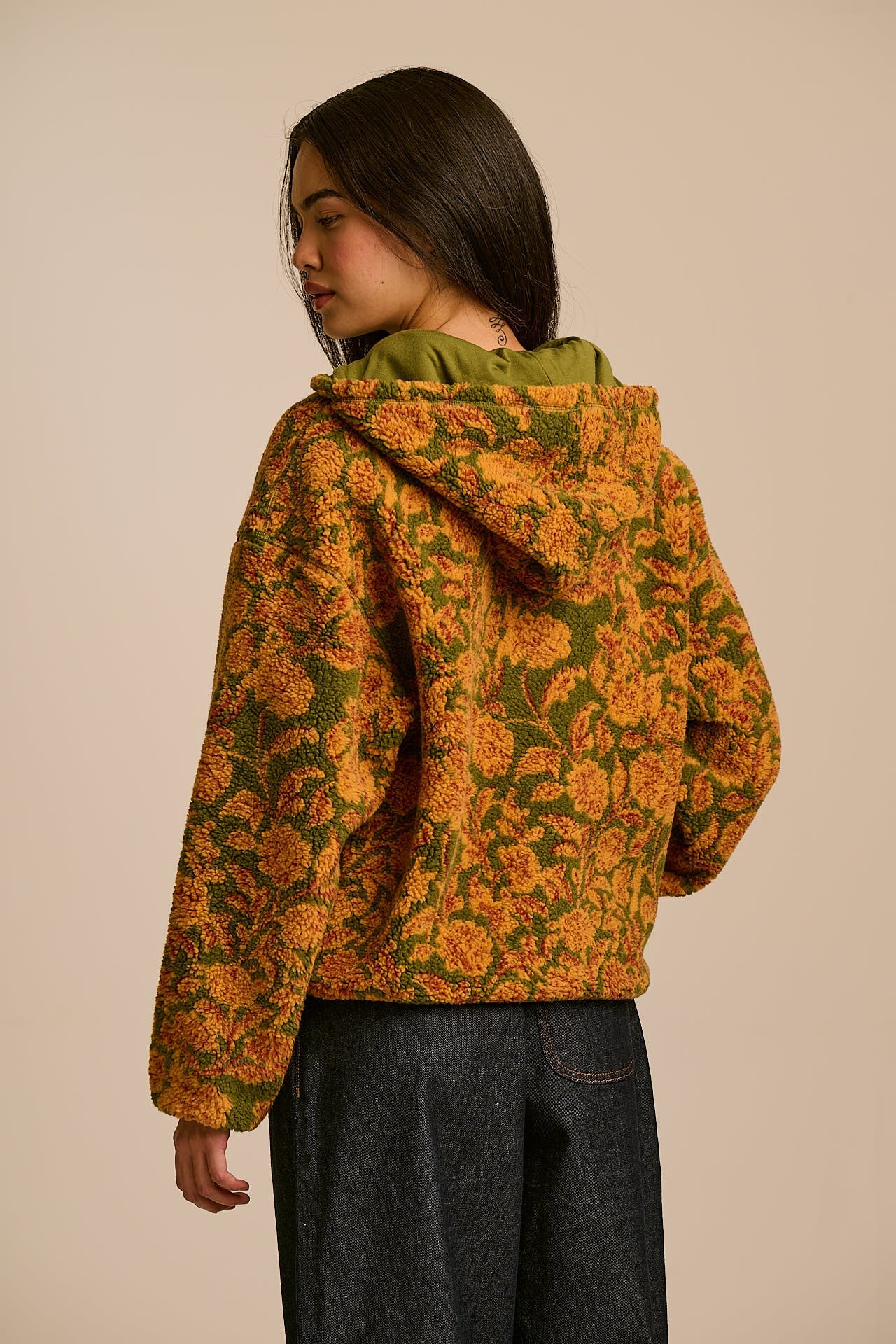 Misha - Borg Fleece Jacket in Green Palace Floral