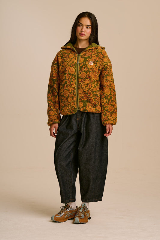 Misha - Borg Fleece Jacket in Green Palace Floral