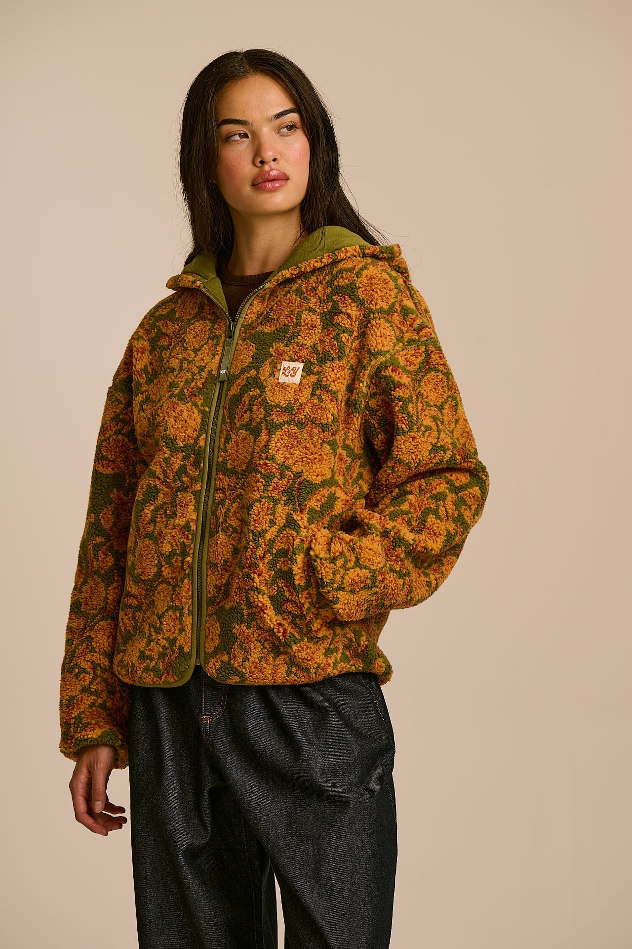 Misha - Borg Fleece Jacket in Green Palace Floral