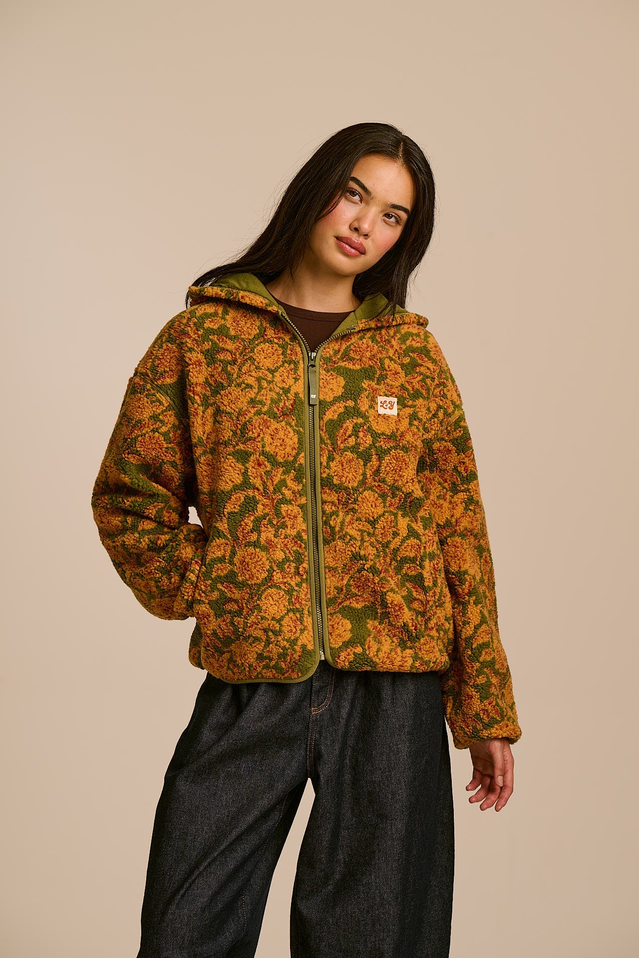 Misha - Borg Fleece Jacket in Green Palace Floral
