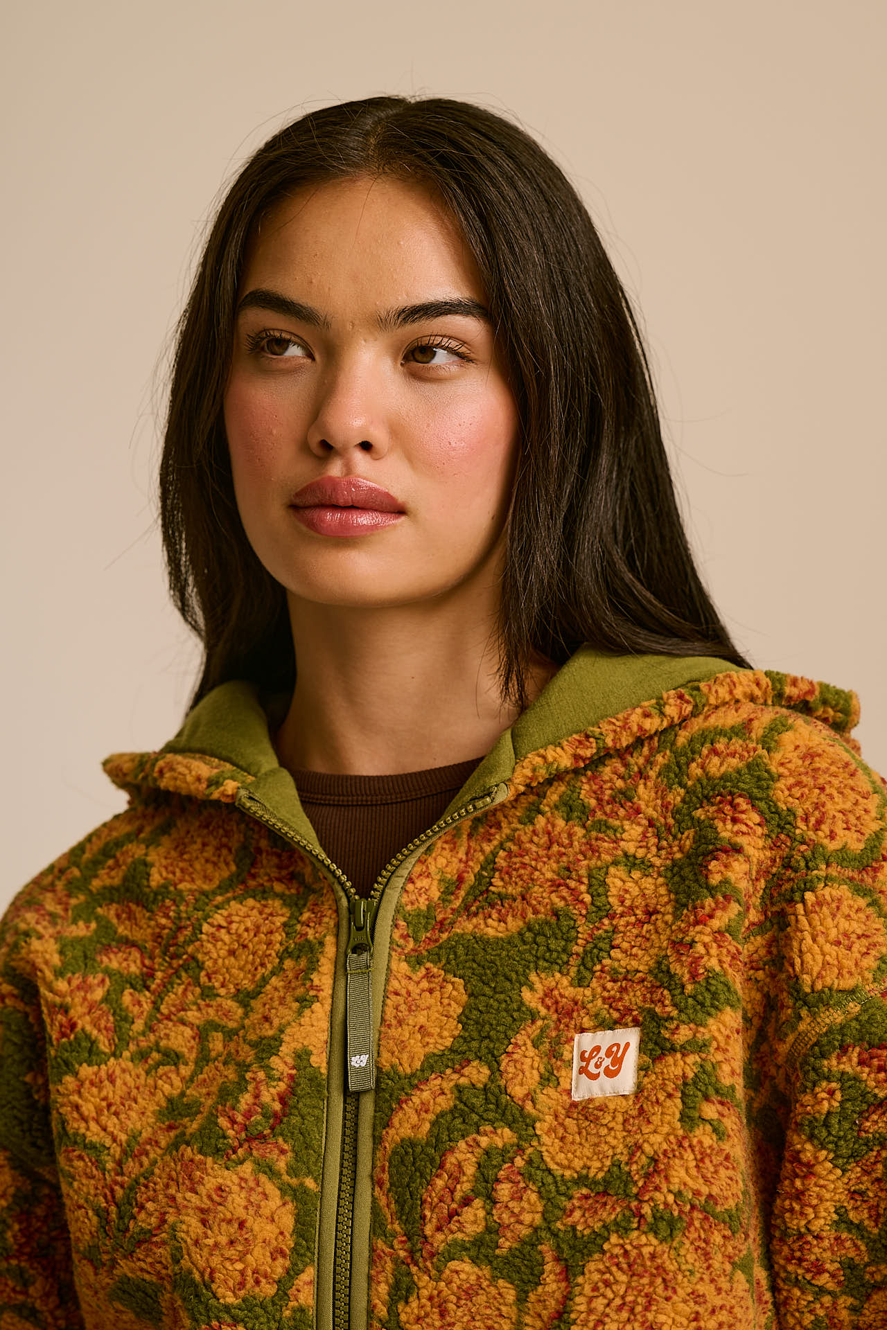 Misha - Borg Fleece Jacket in Green Palace Floral