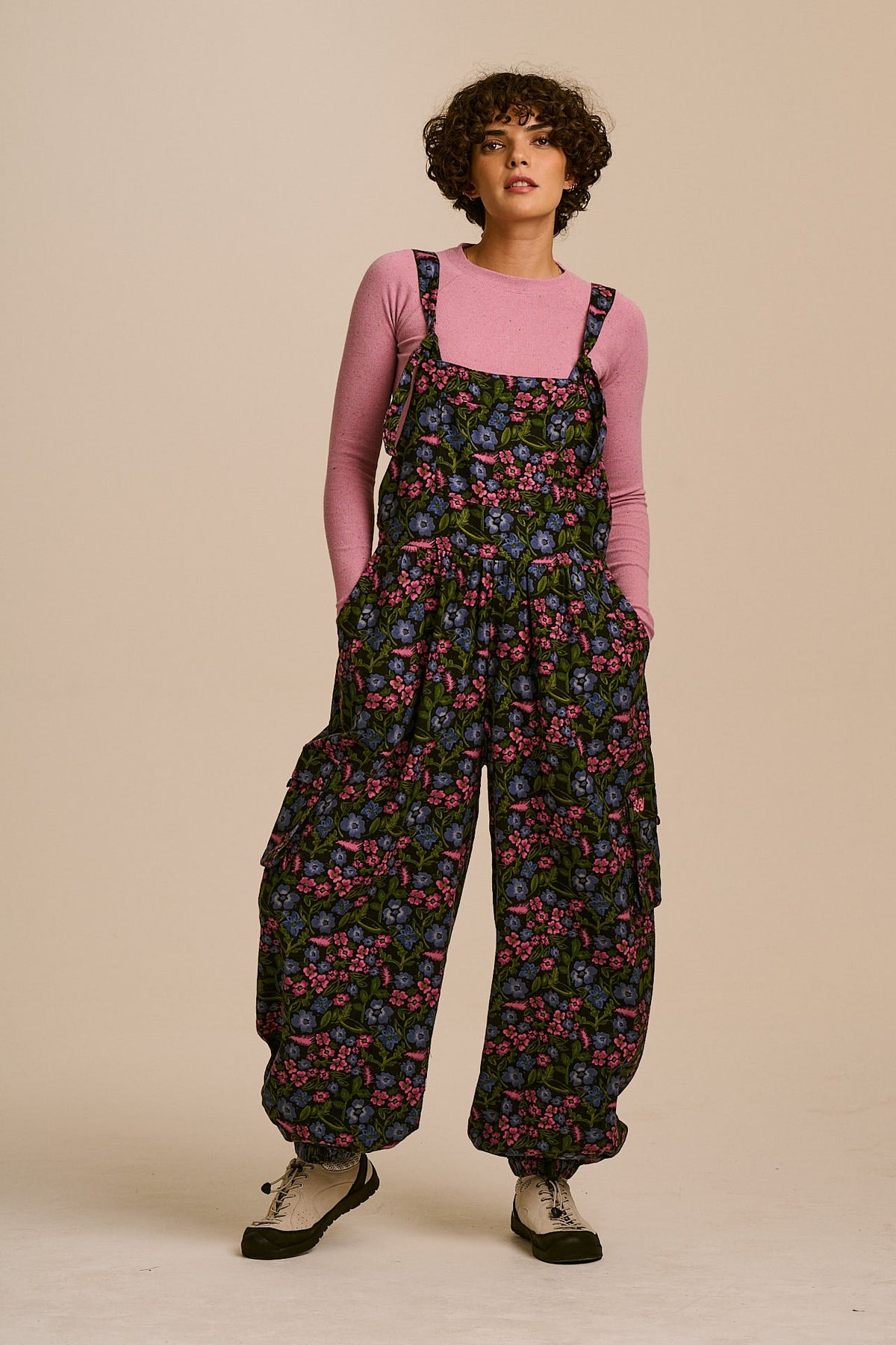 Miyada - Brushed Cotton Dungarees in Ditsy Grunge Floral