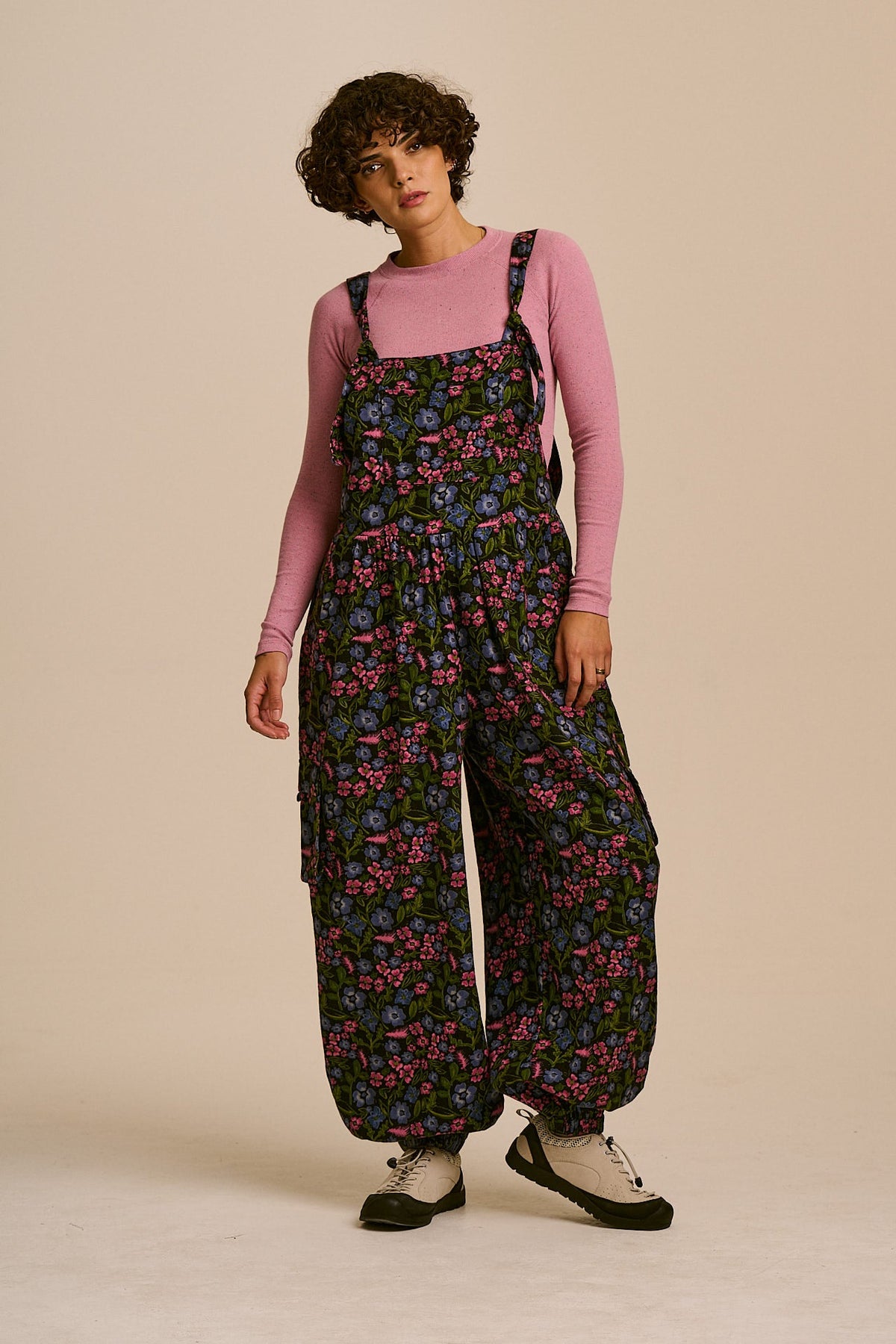 Miyada - Brushed Cotton Dungarees in Ditsy Grunge Floral