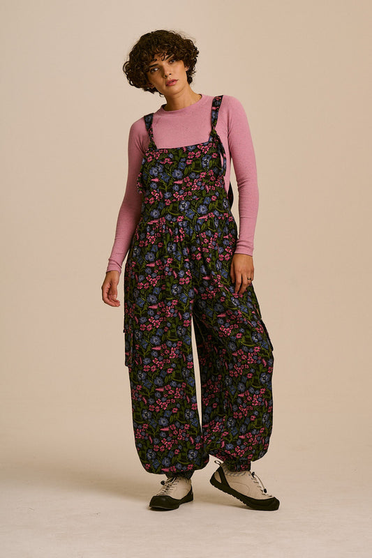 Miyada - Brushed Cotton Dungarees in Ditsy Grunge Floral