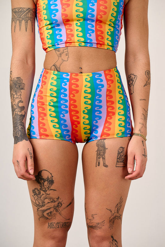 Monte - Bikini Bottom Shorts in Rainbow Wave
