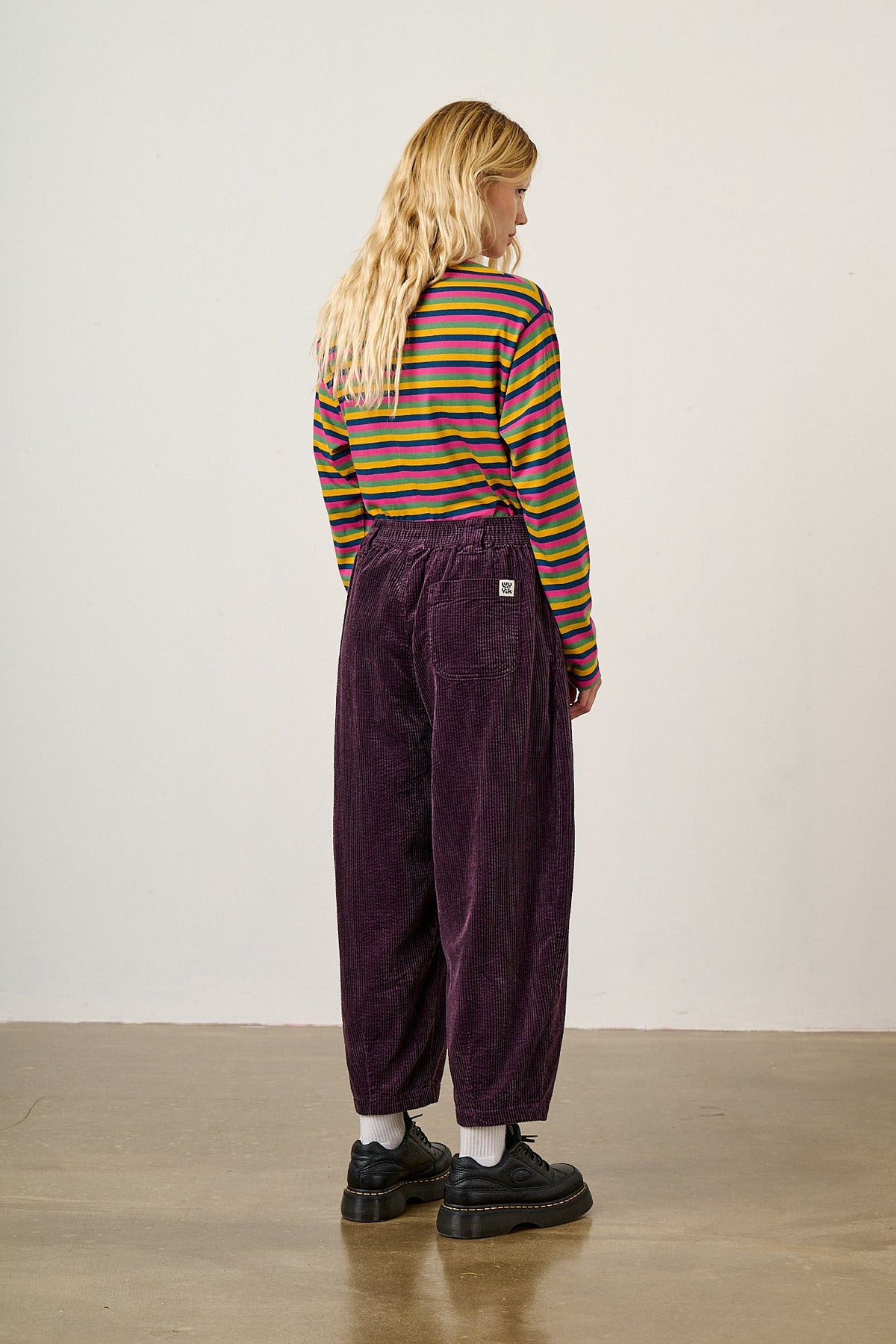Ashby - Organic Corduroy Barrel Trouser in Plum Perfect