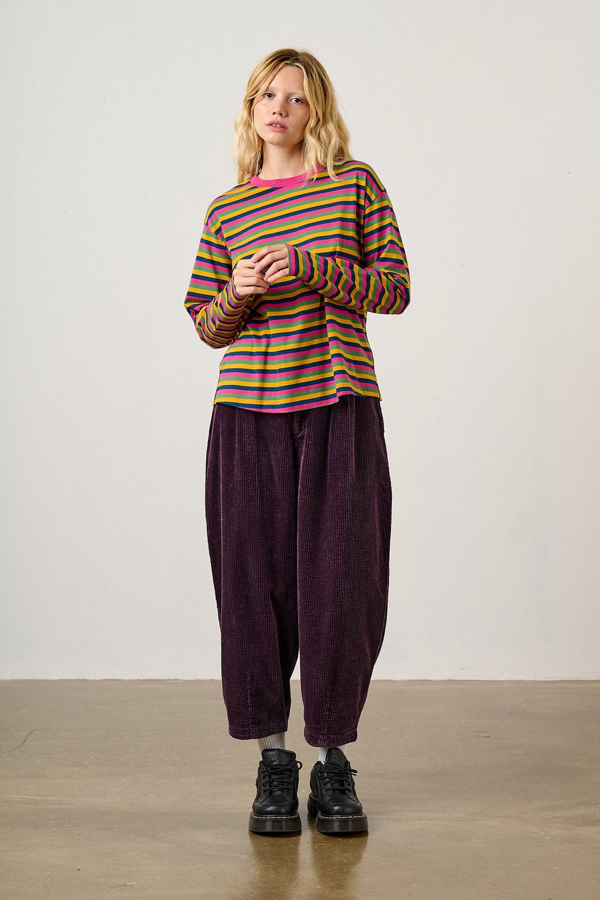 Mysen - Cotton Long Sleeve in Rainbow Stripe