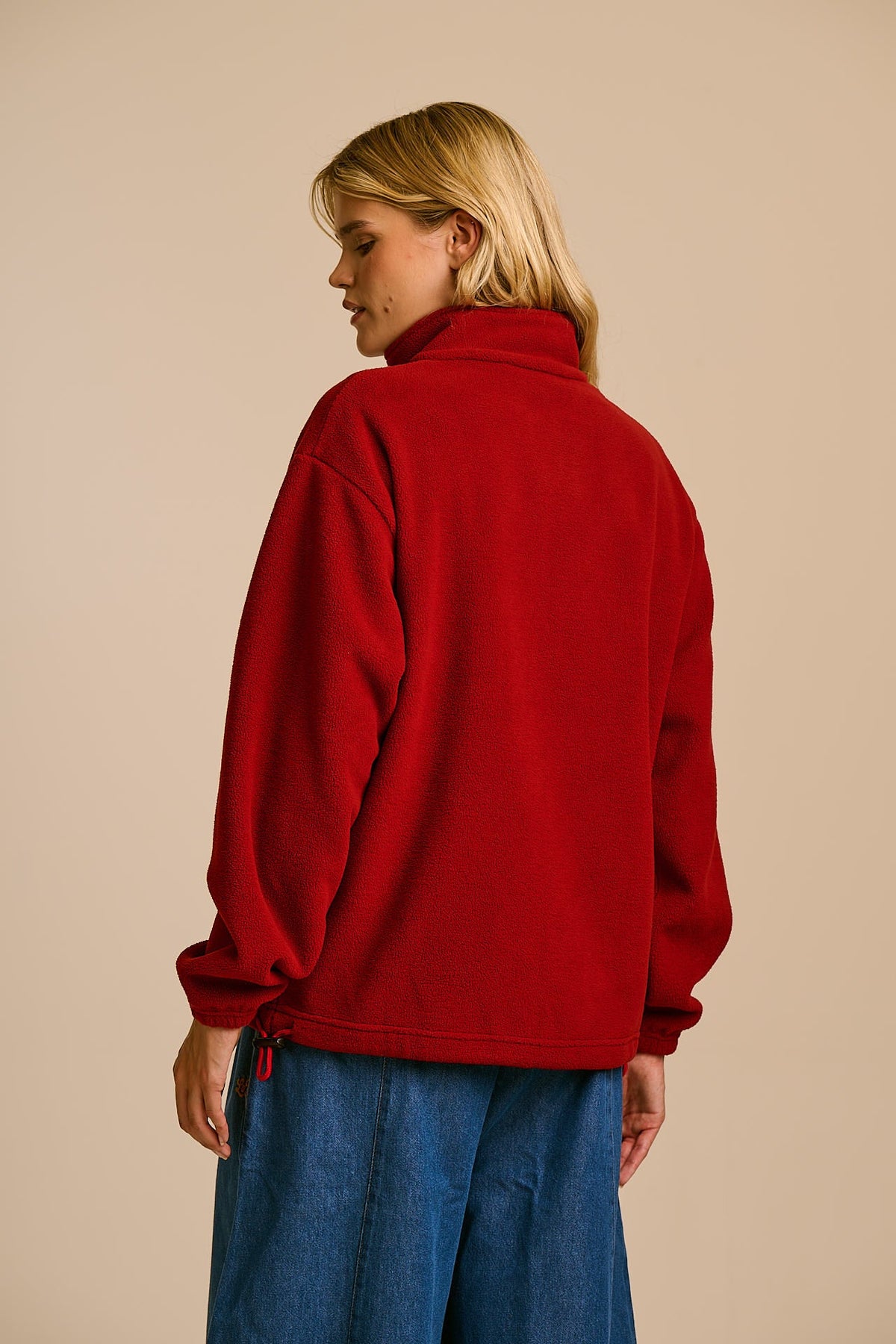 Nicks - Full Zip Polar Fleece in Red Dahlia with Fish