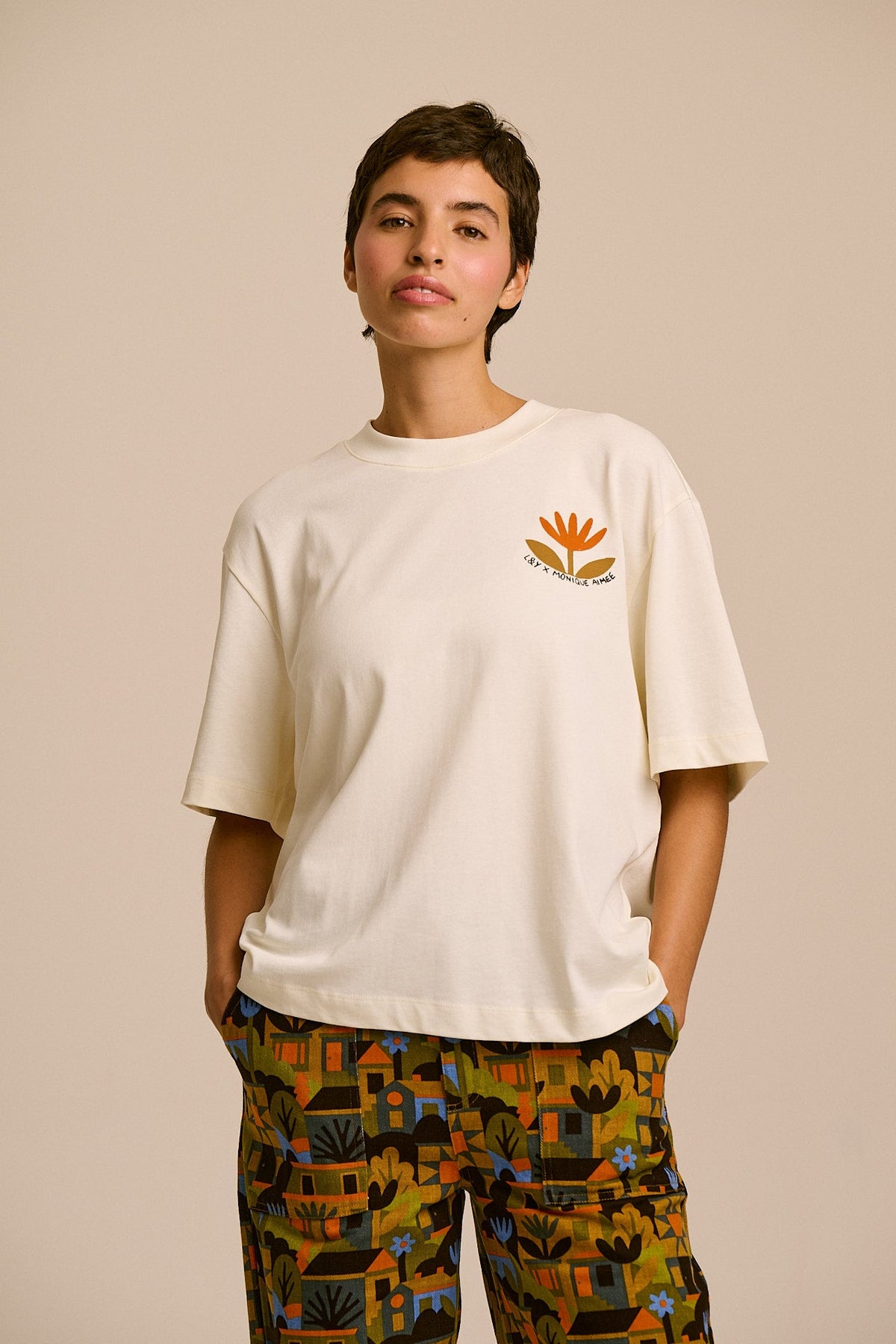 Noa - Organic Cotton Boxy Tee in Monique Aimee & Yak