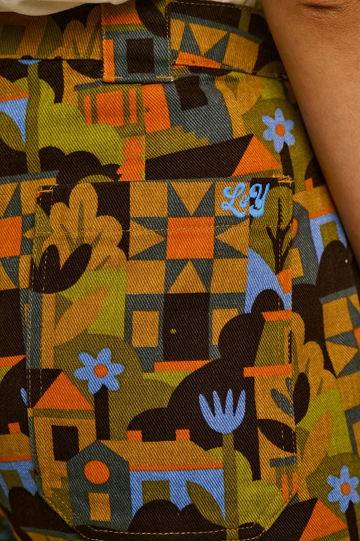 Delores - Organic Cotton Twill Trousers in Monique Aimee & Yak