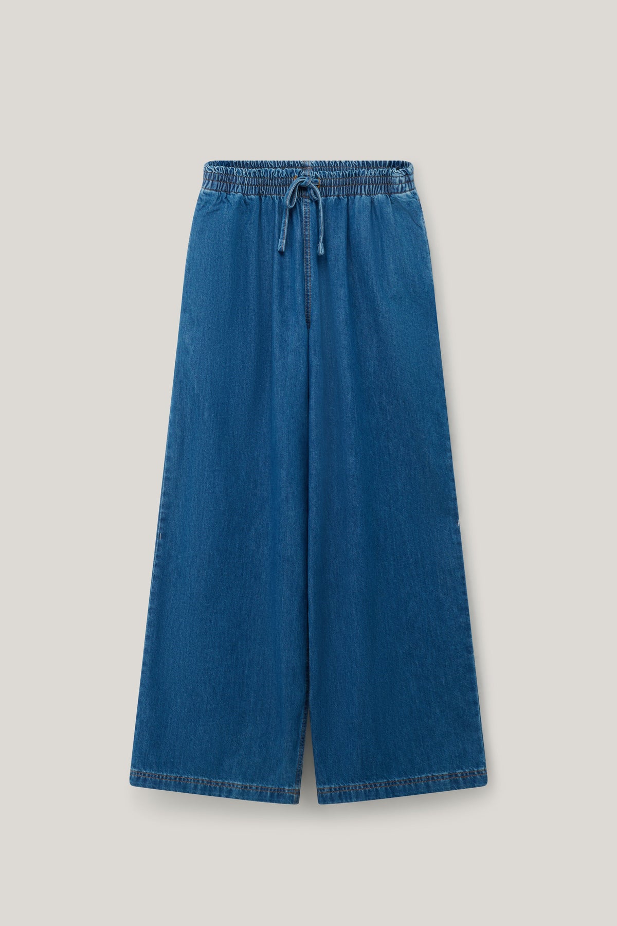 Norris - Wide Leg Cotton Jeans in Midwash Denim