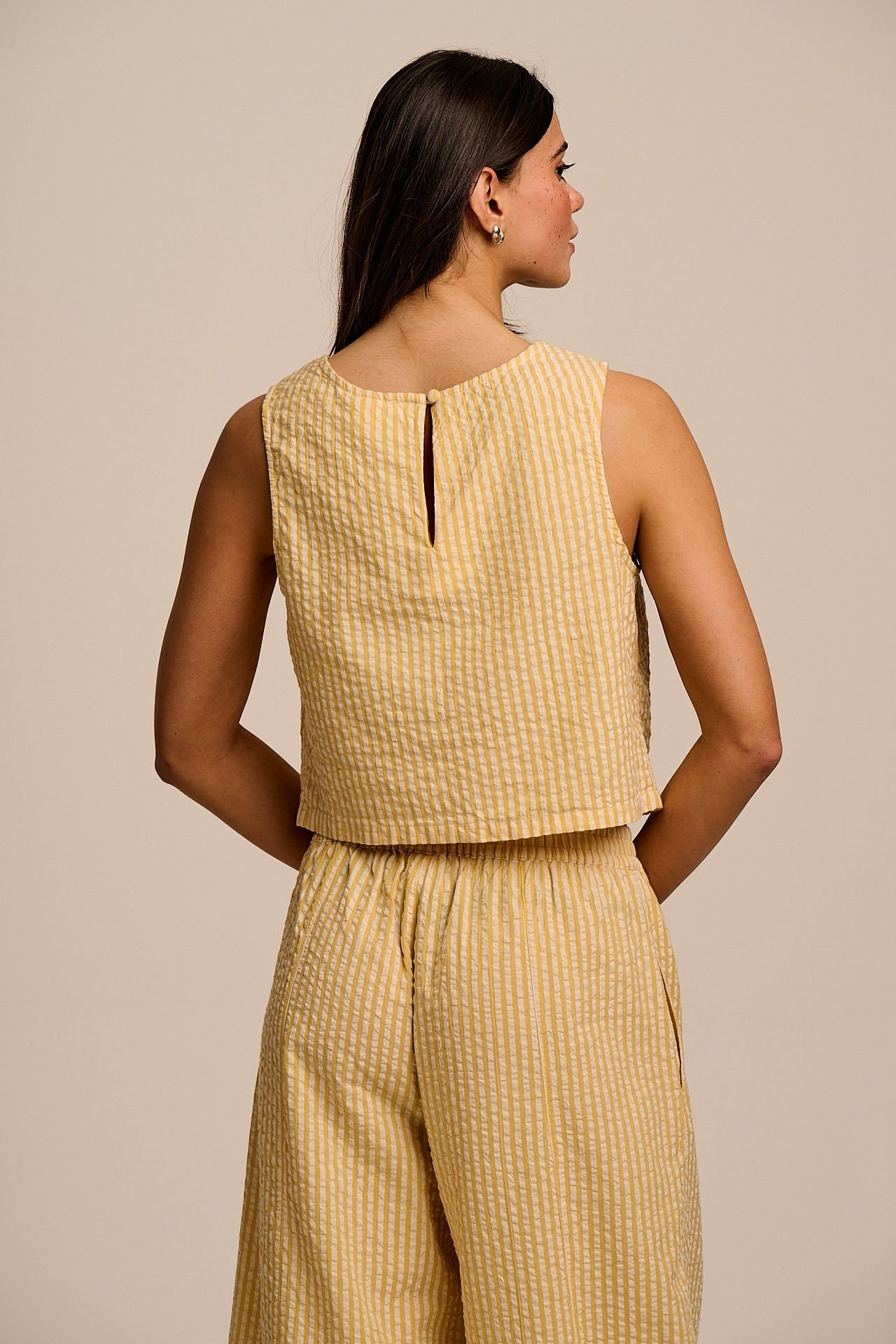 Arden - Cotton Shell Top in Yellow Stripe