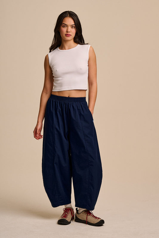 Obregon Barrel Leg Trousers - Organic Cotton in Navy