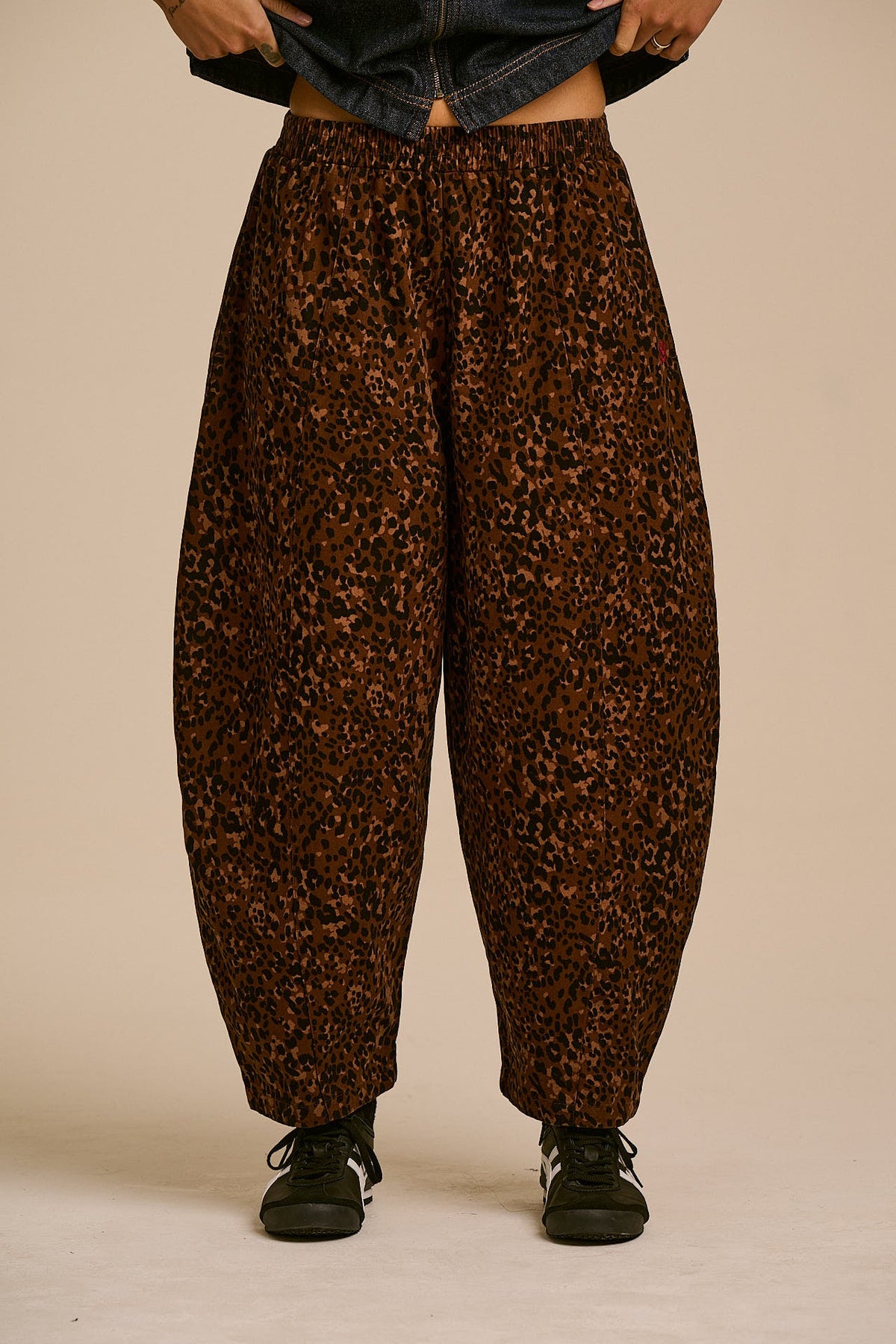 Obregon - Cotton Barrel Leg Trousers in Animal Print