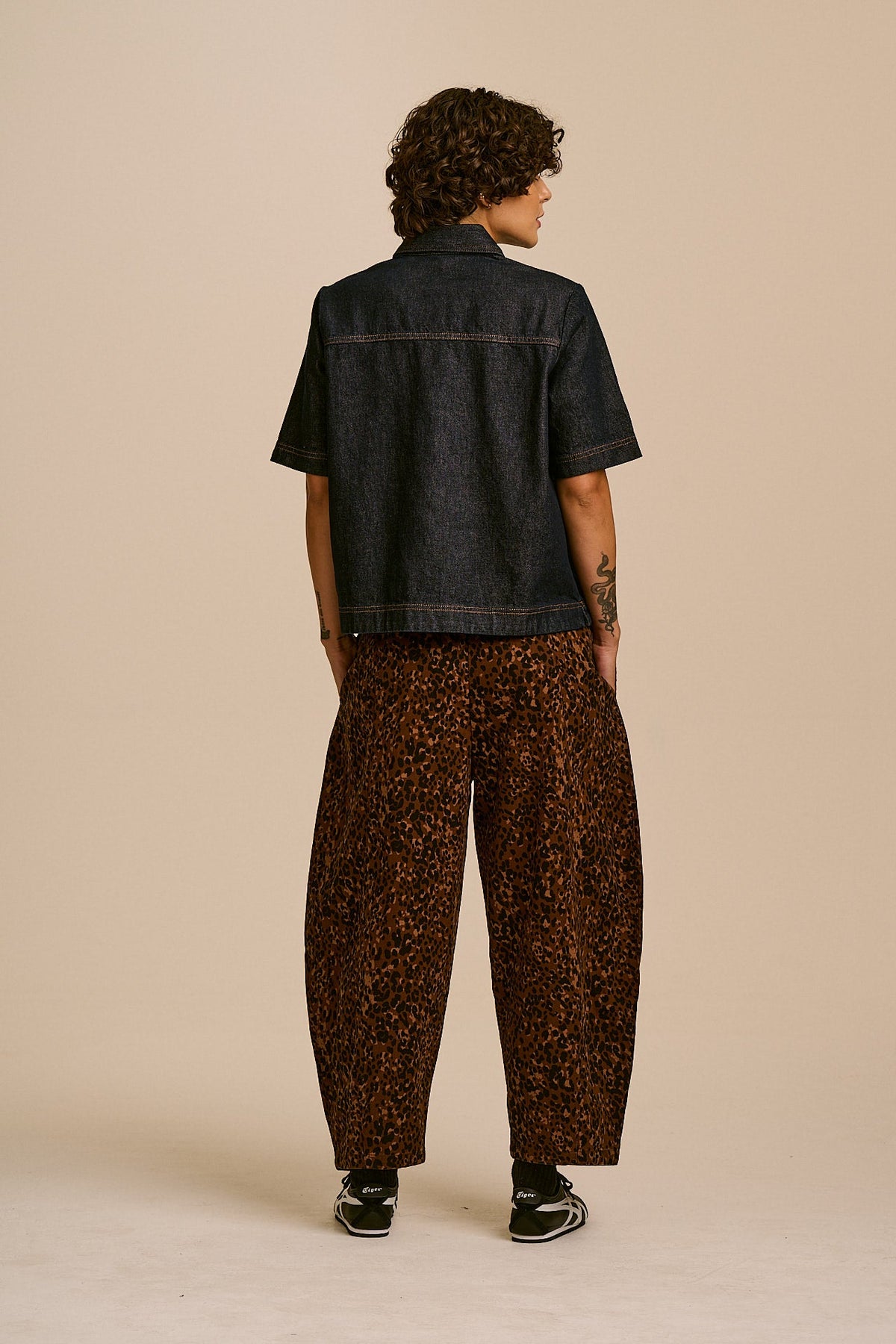 Obregon - Cotton Barrel Leg Trousers in Animal Print