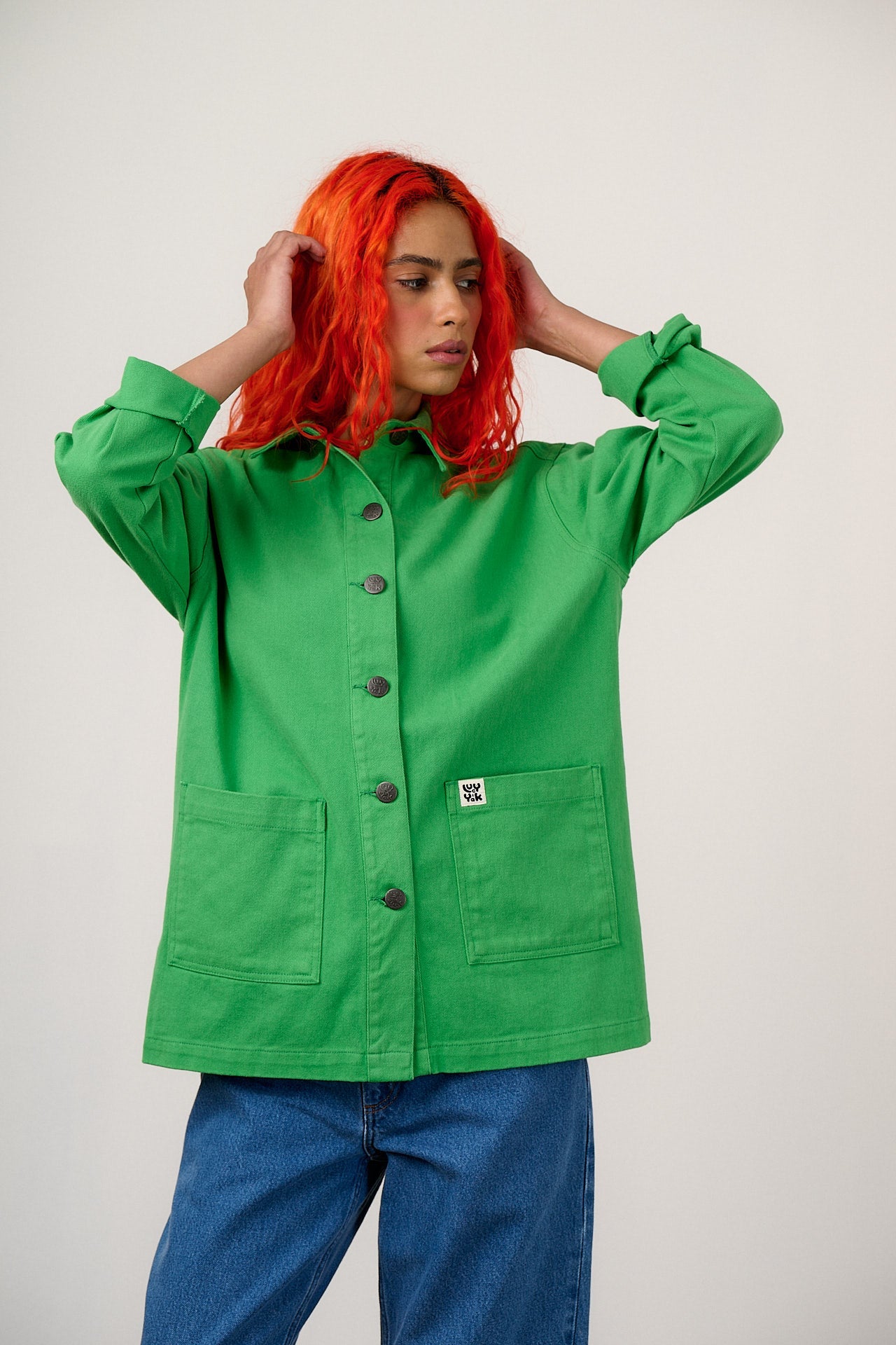 Olly - Cotton Jacket in Kelly Green