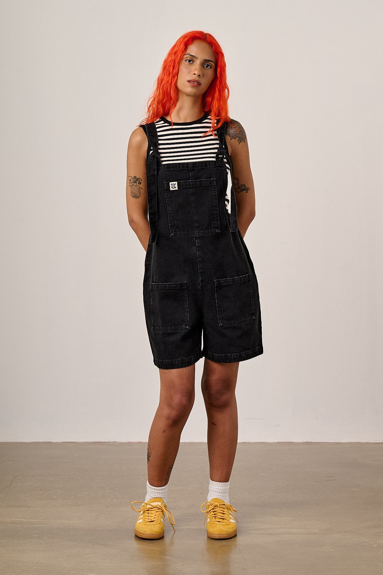 Original Shorts - Denim Dungarees Shorts in Washed Black