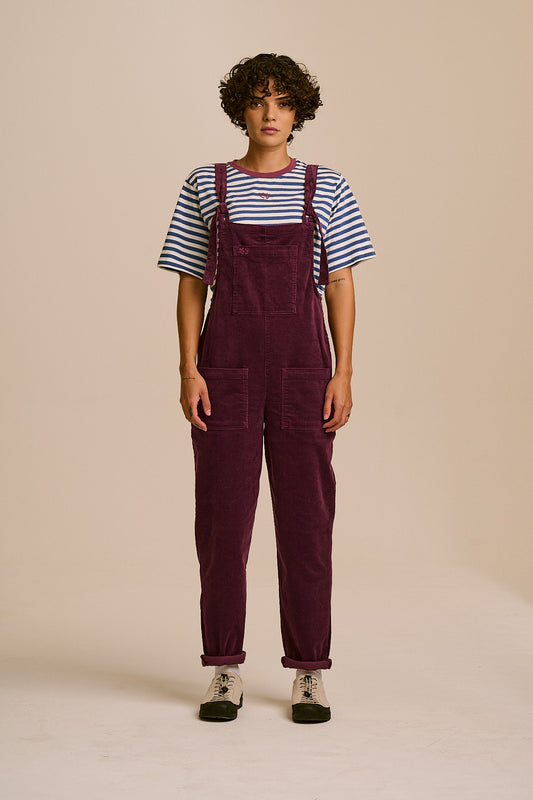 Original Straight Leg Overalls - Organic Cotton Corduroy in Grape Wine
