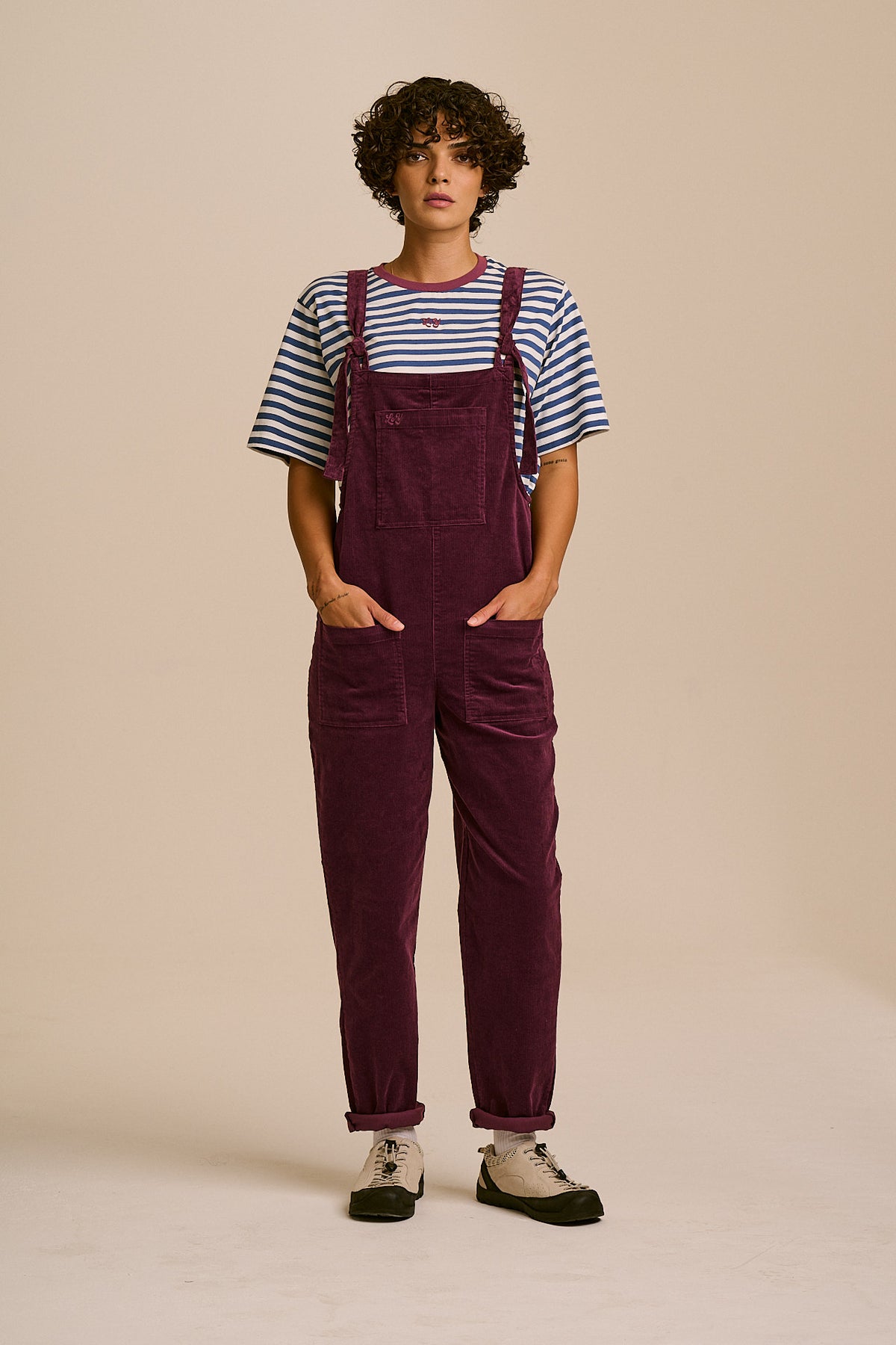 Original Straight Leg Overalls - Organic Cotton Corduroy in Grape Wine