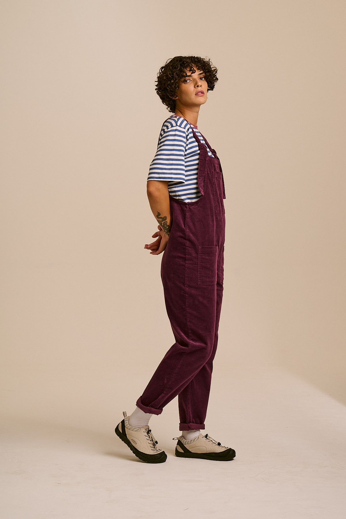 Original Straight Leg Overalls - Organic Cotton Corduroy in Grape Wine