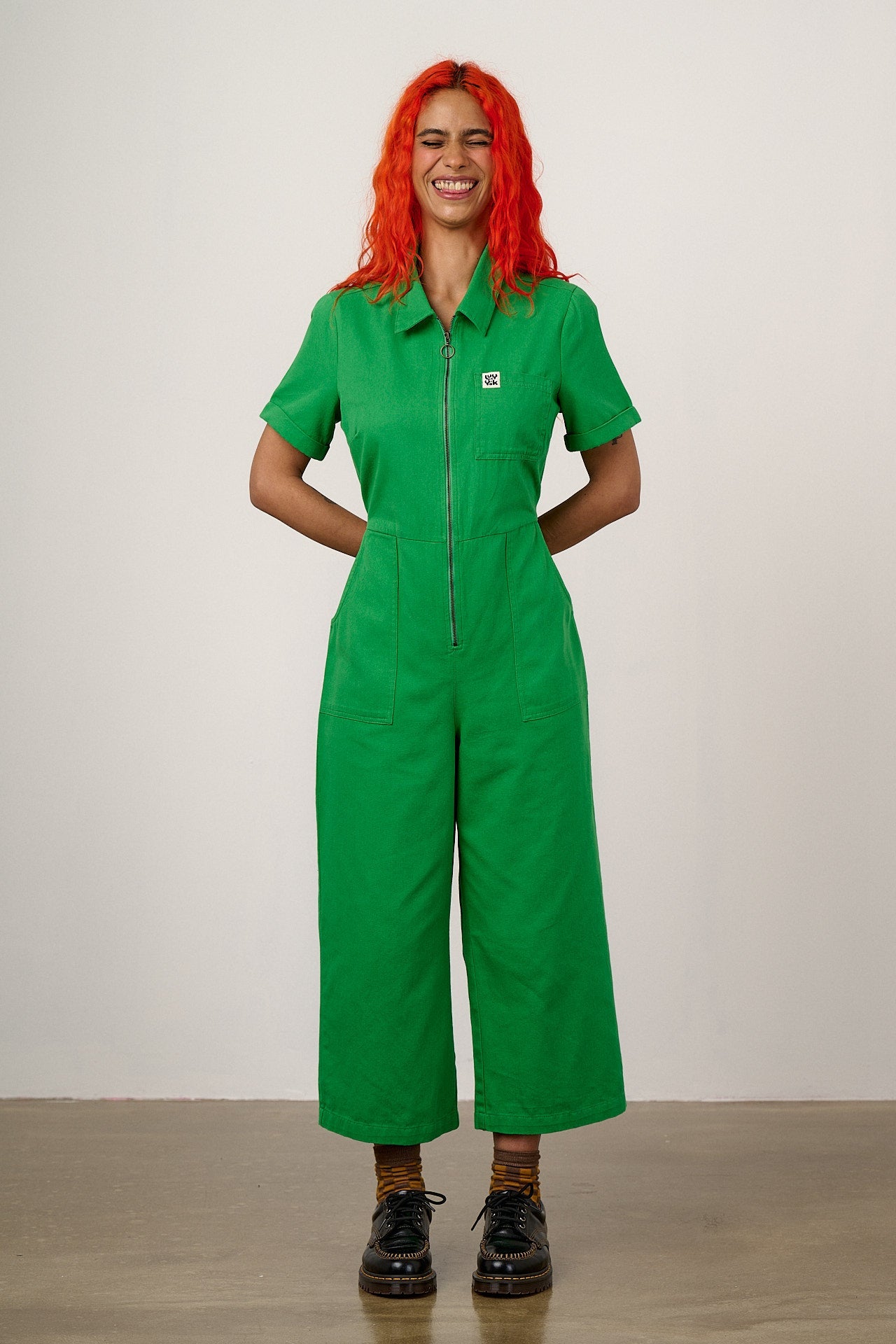 Ragan - Cotton Jumpsuit in Kelly Green