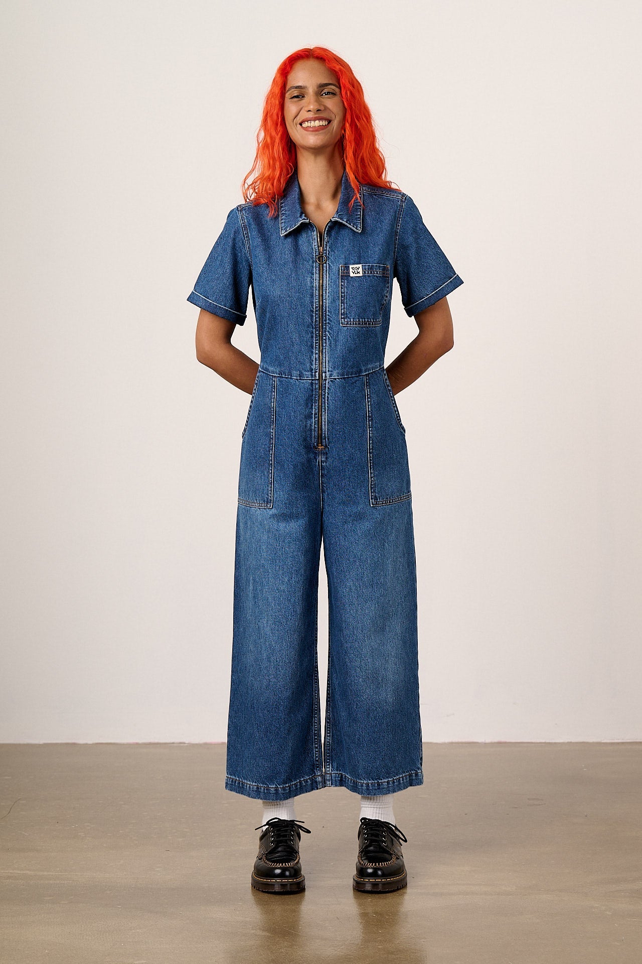 Ragan - Denim Jumpsuit in New Mid Wash Blue