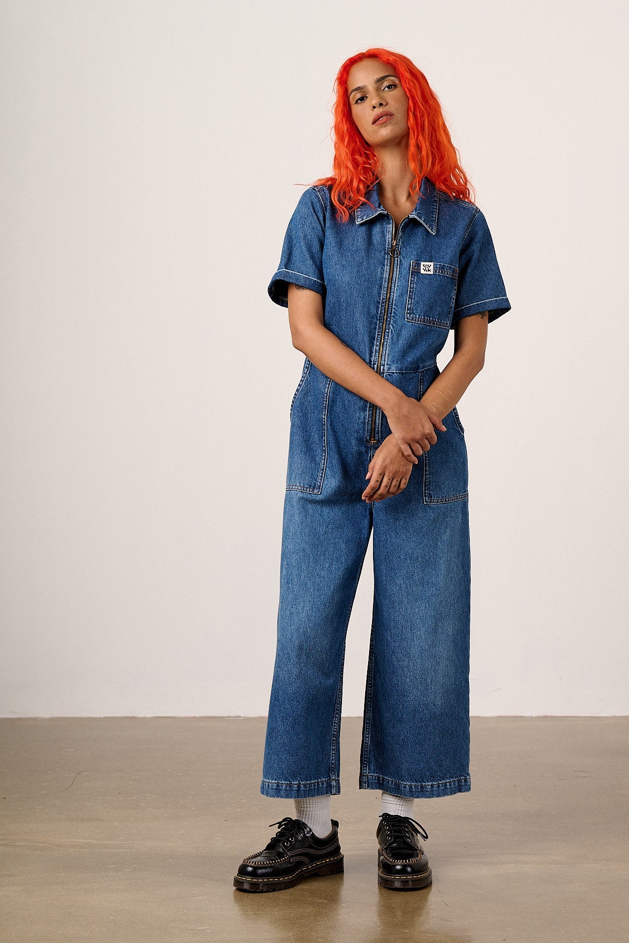 Ragan - Denim Jumpsuit in New Mid Wash Blue