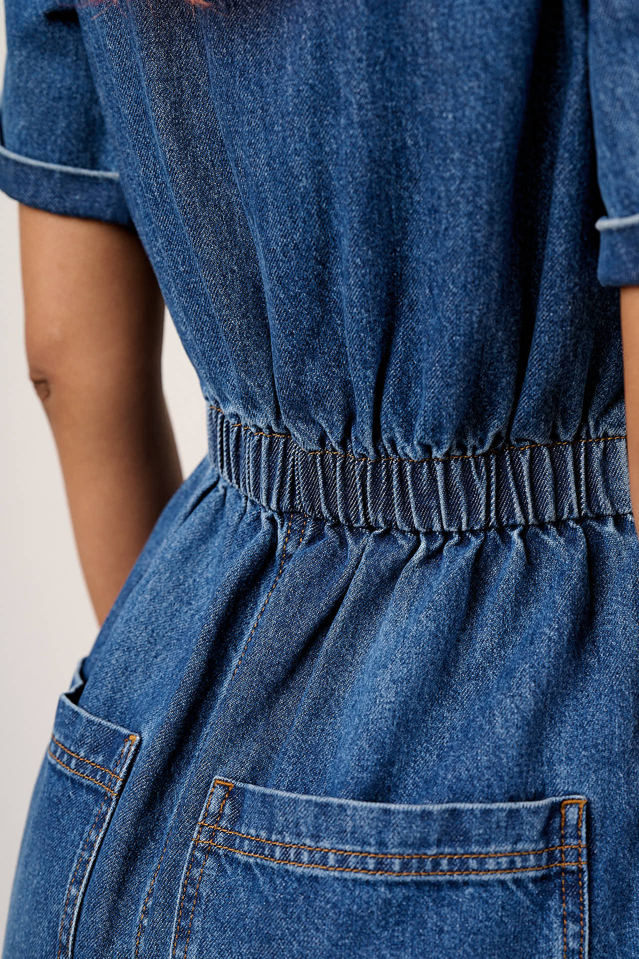 Ragan - Denim Jumpsuit in New Mid Wash Blue