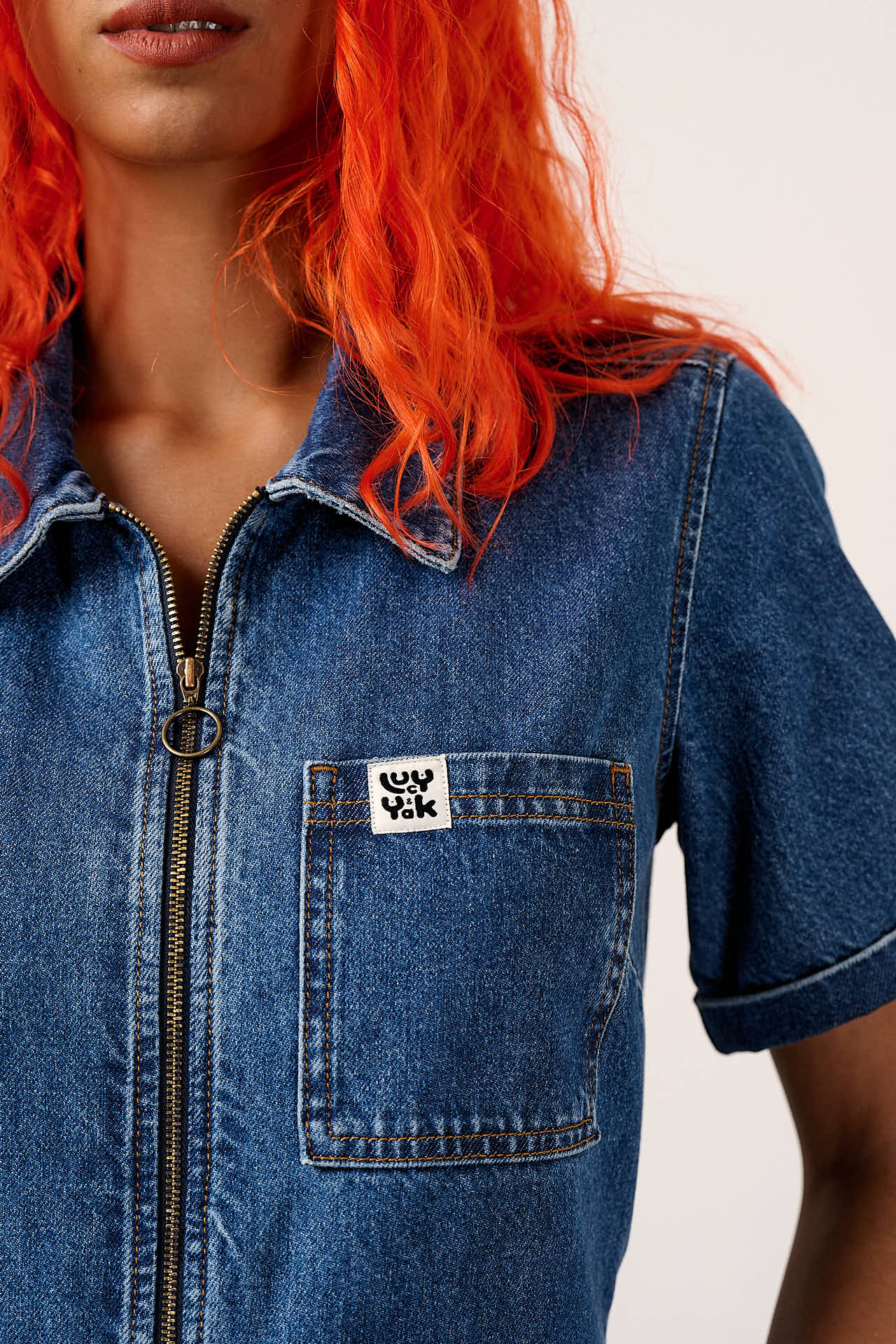 Ragan - Denim Jumpsuit in New Mid Wash Blue