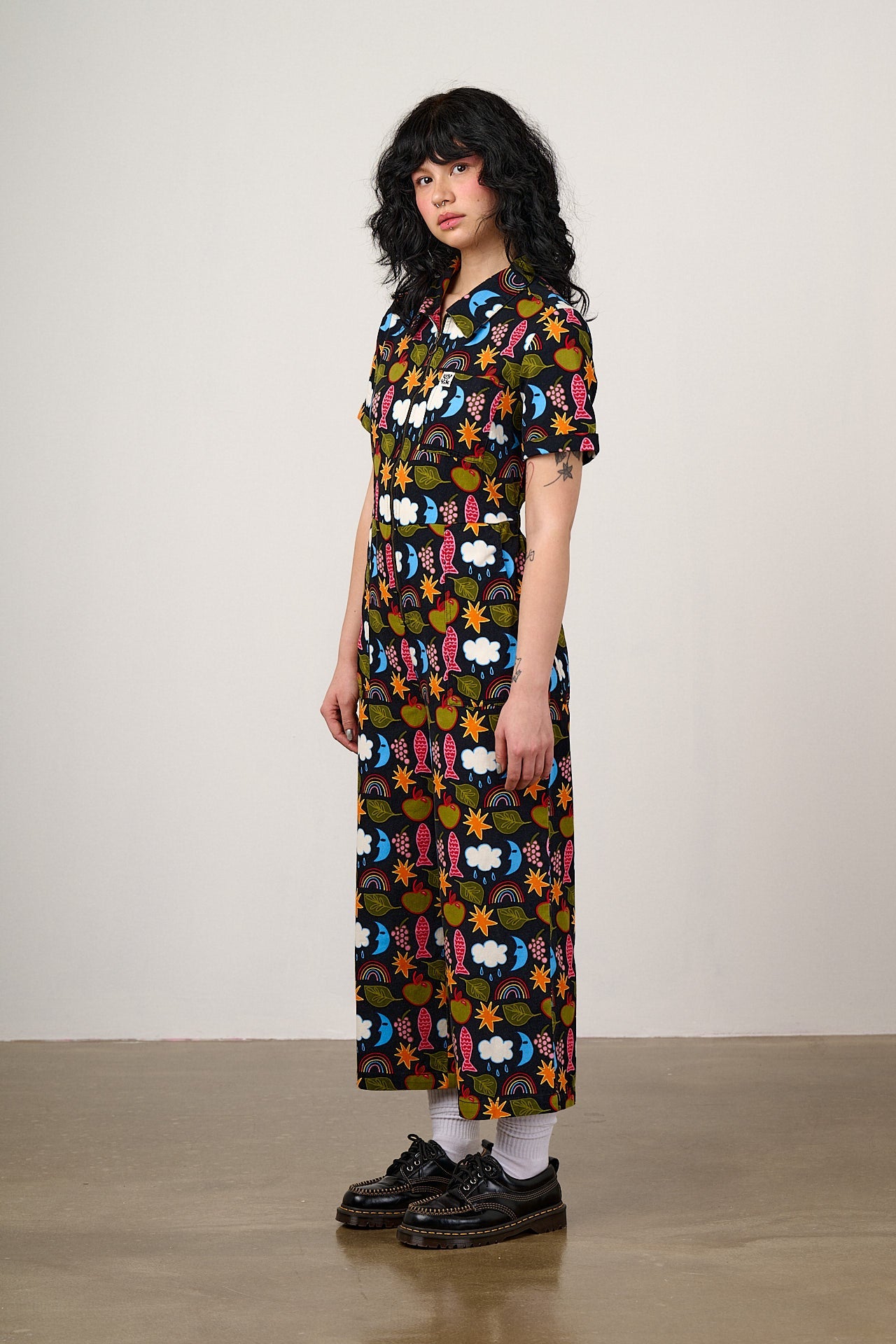 Ragan - Cotton Jumpsuit in Naive Shapes Print
