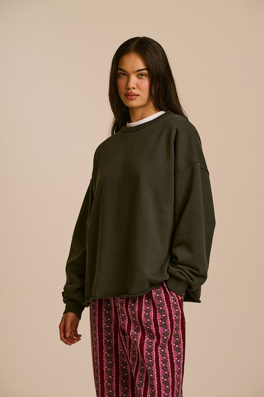Ravi Organic Cotton Heavyweight Sweat in Charcoal