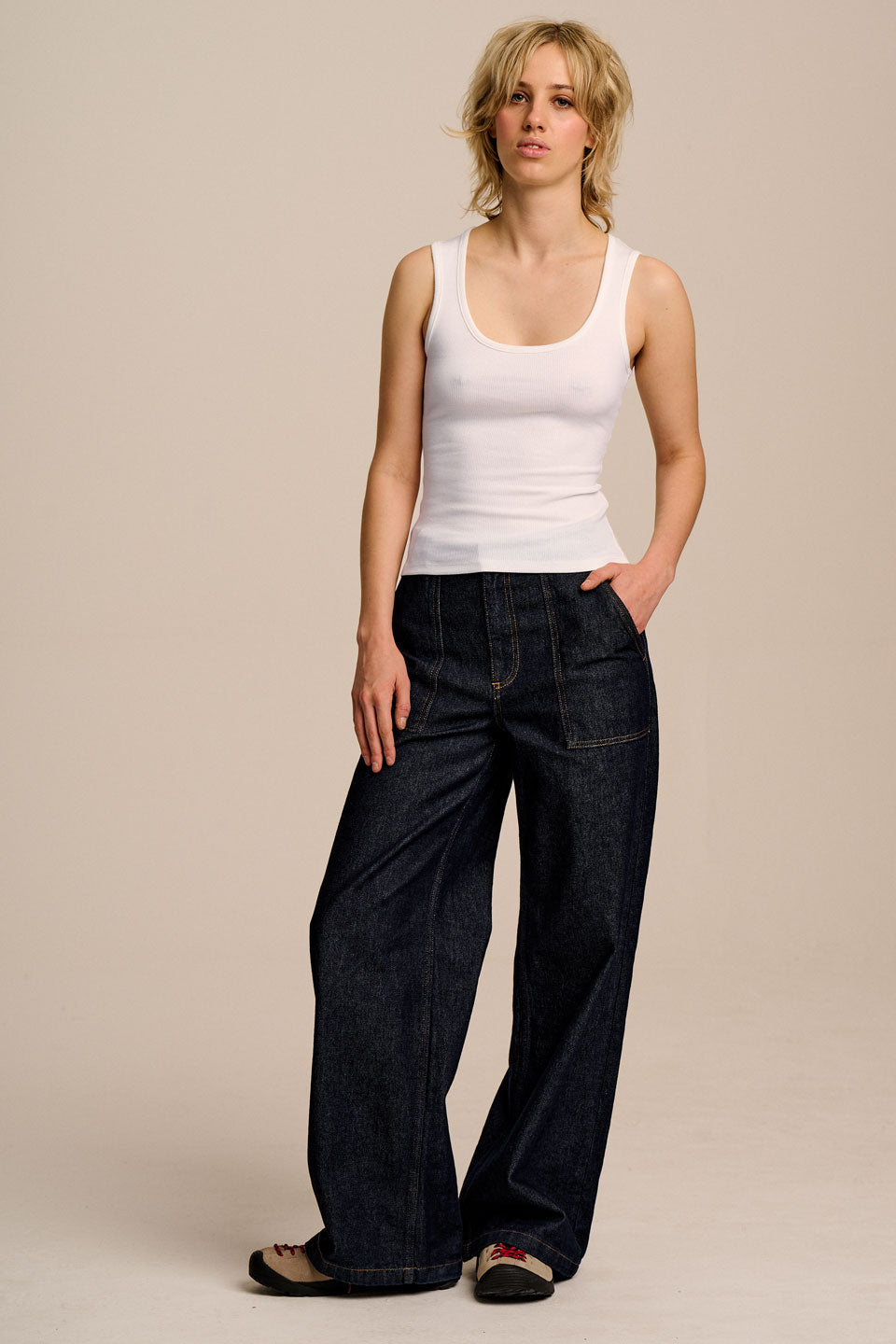 Romy - Ribbed Vest in White