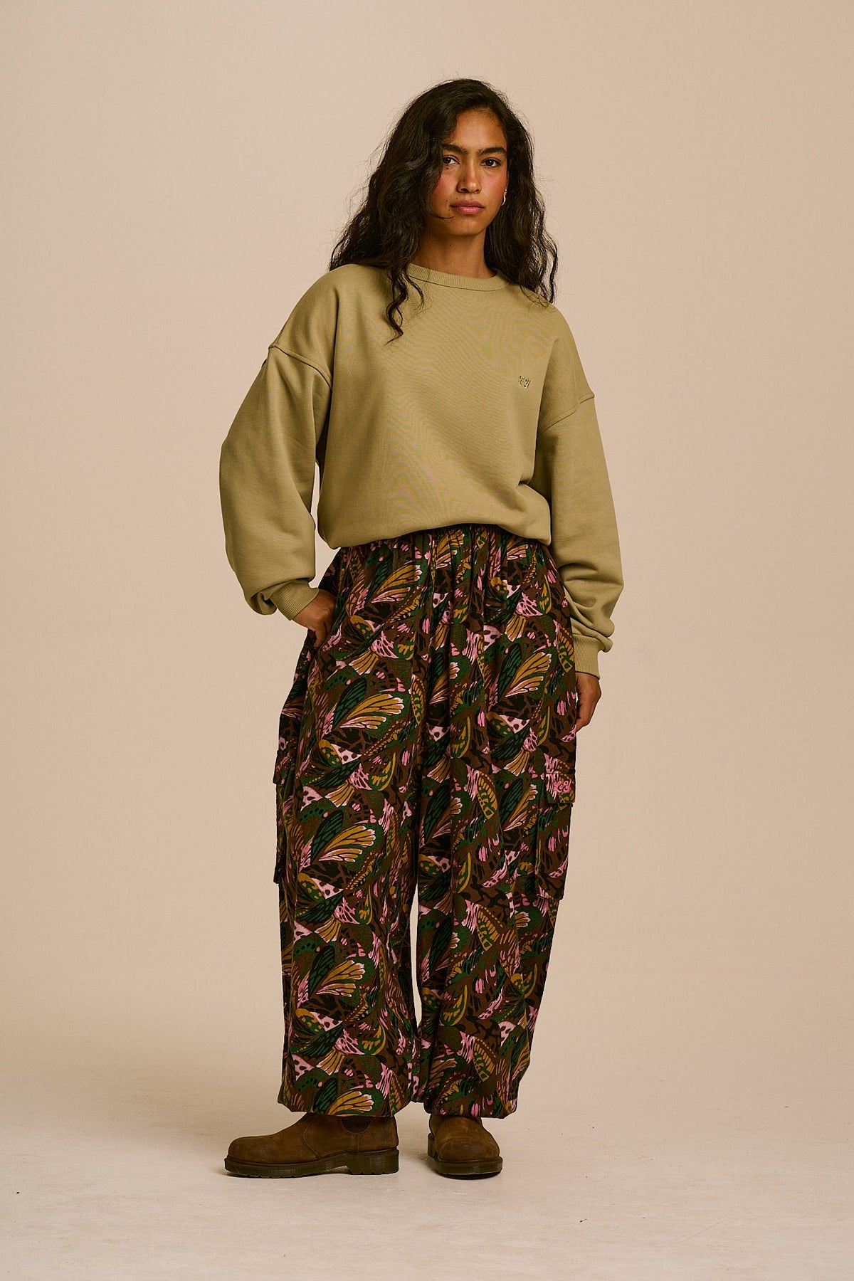 Rumi -  Brushed Cotton Ballon Trousers in Botanist Butterfly