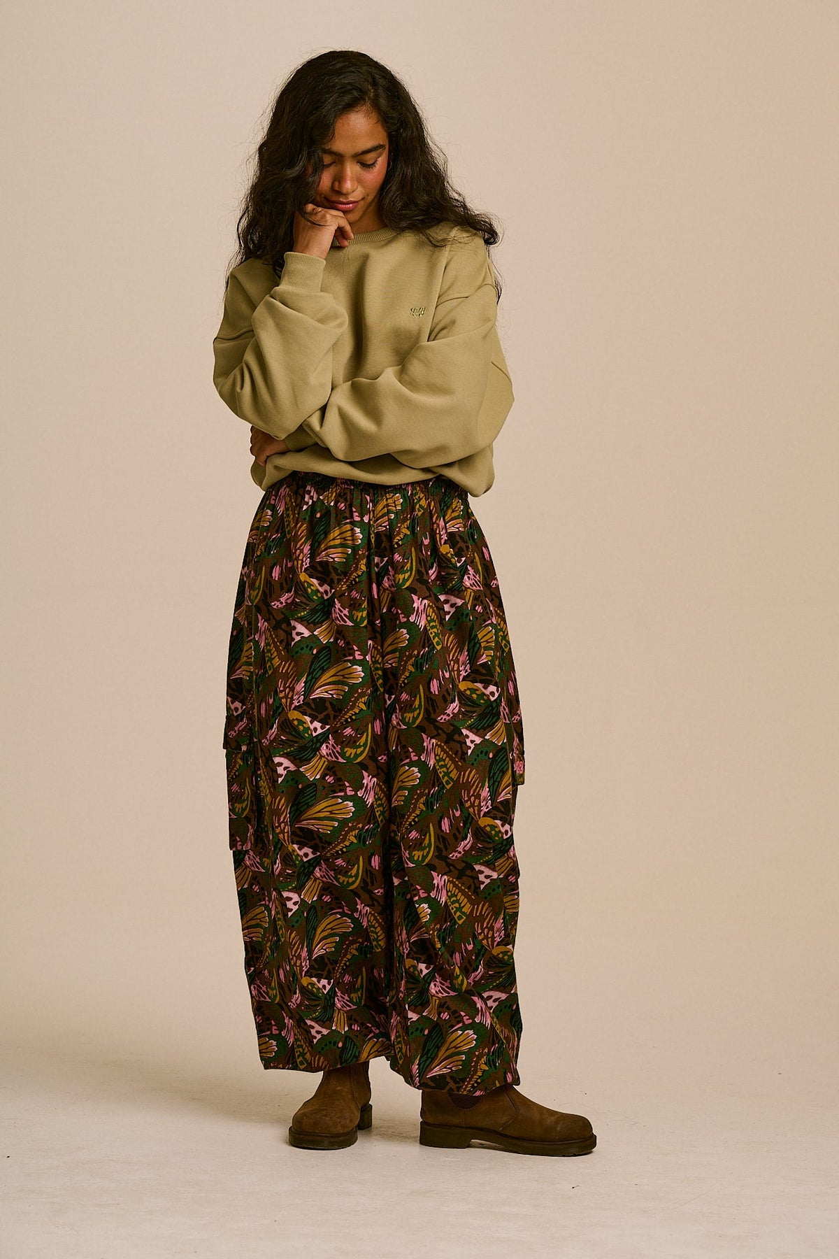 Rumi -  Brushed Cotton Ballon Trousers in Botanist Butterfly