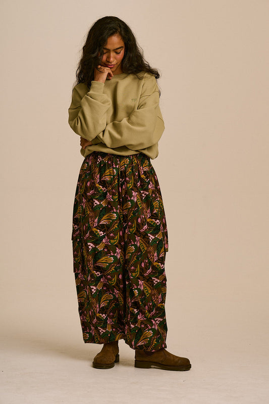 Rumi -  Brushed Cotton Ballon Trousers in Botanist Butterfly