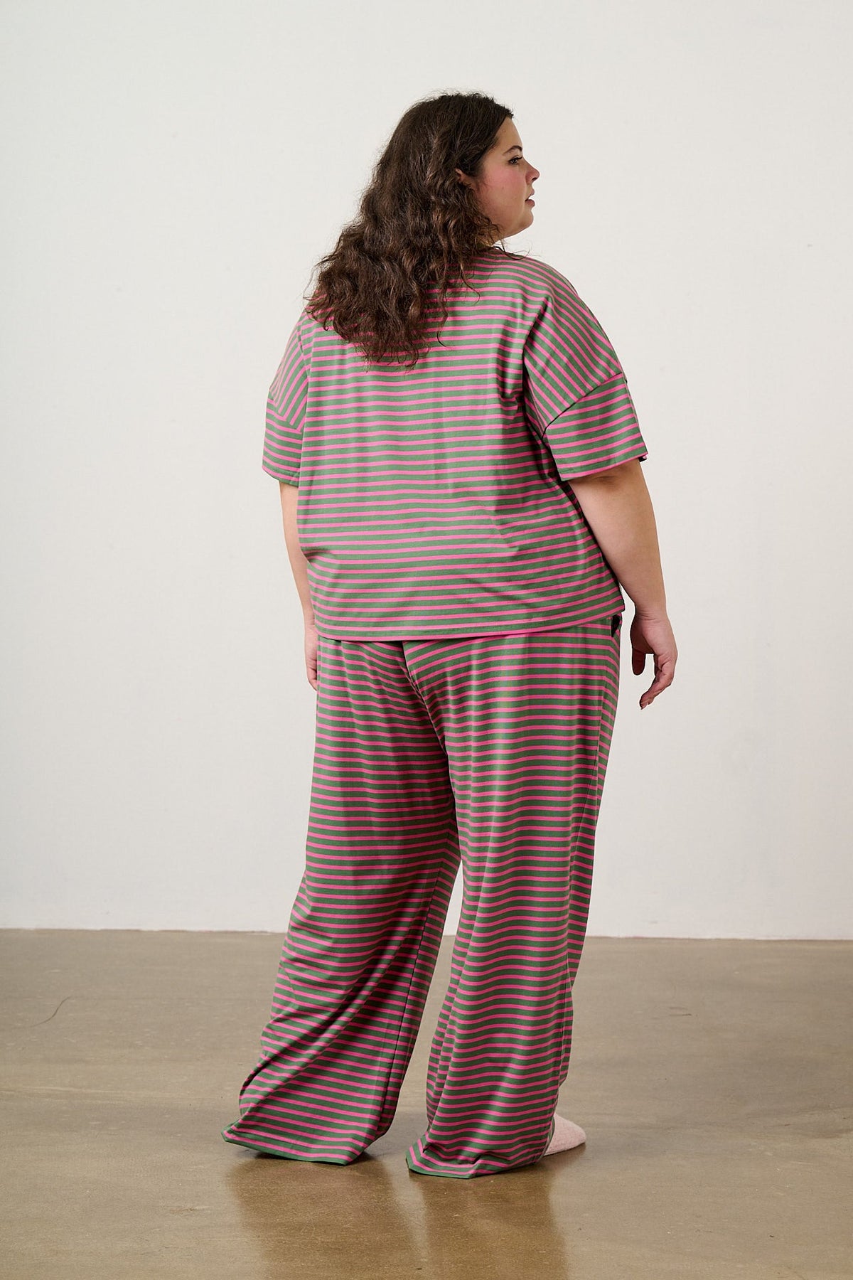 Sabrina - Pyjamas in Pink and Green Stripe