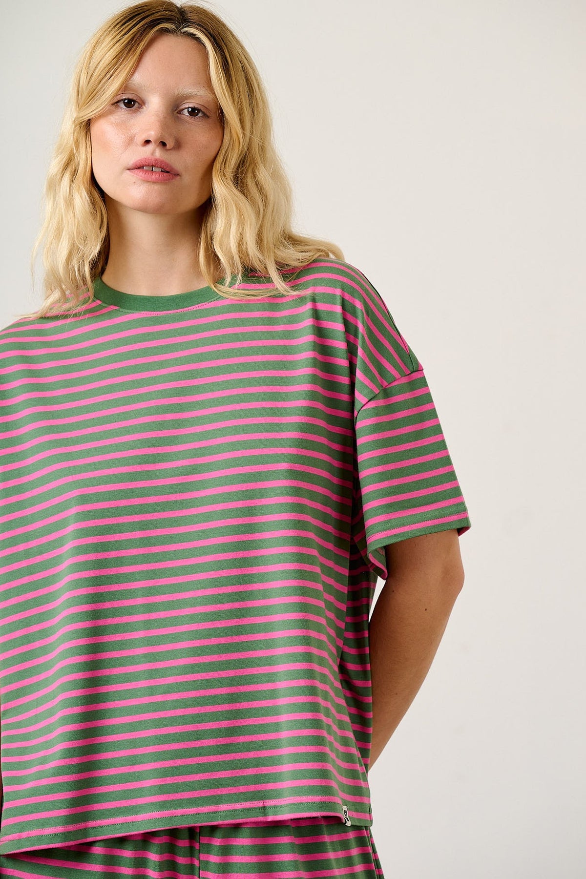 Sabrina - Pyjamas in Pink and Green Stripe